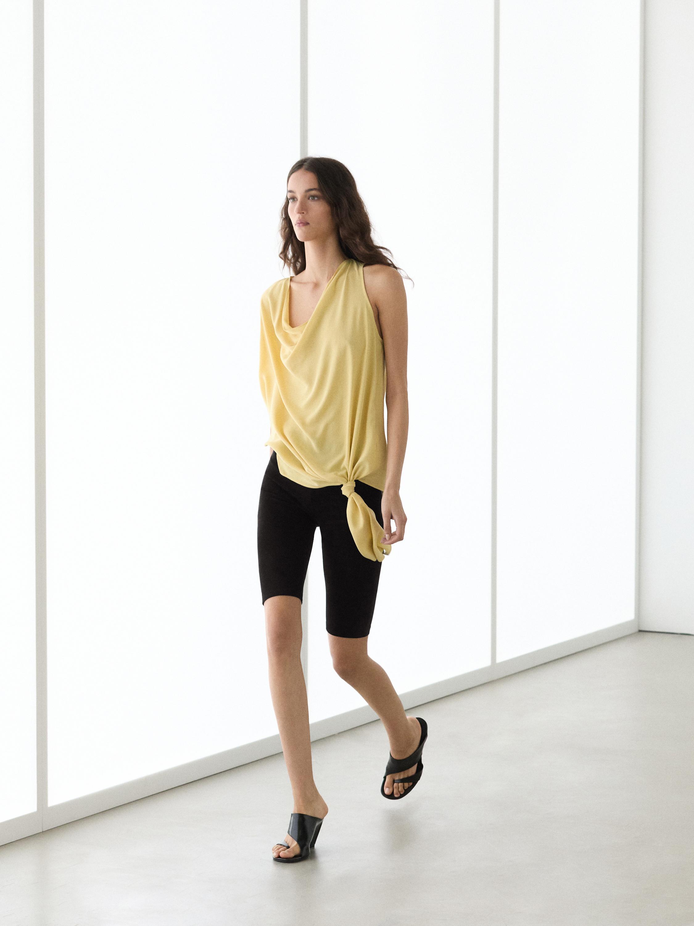 Suede leather cycling shorts — BLACK