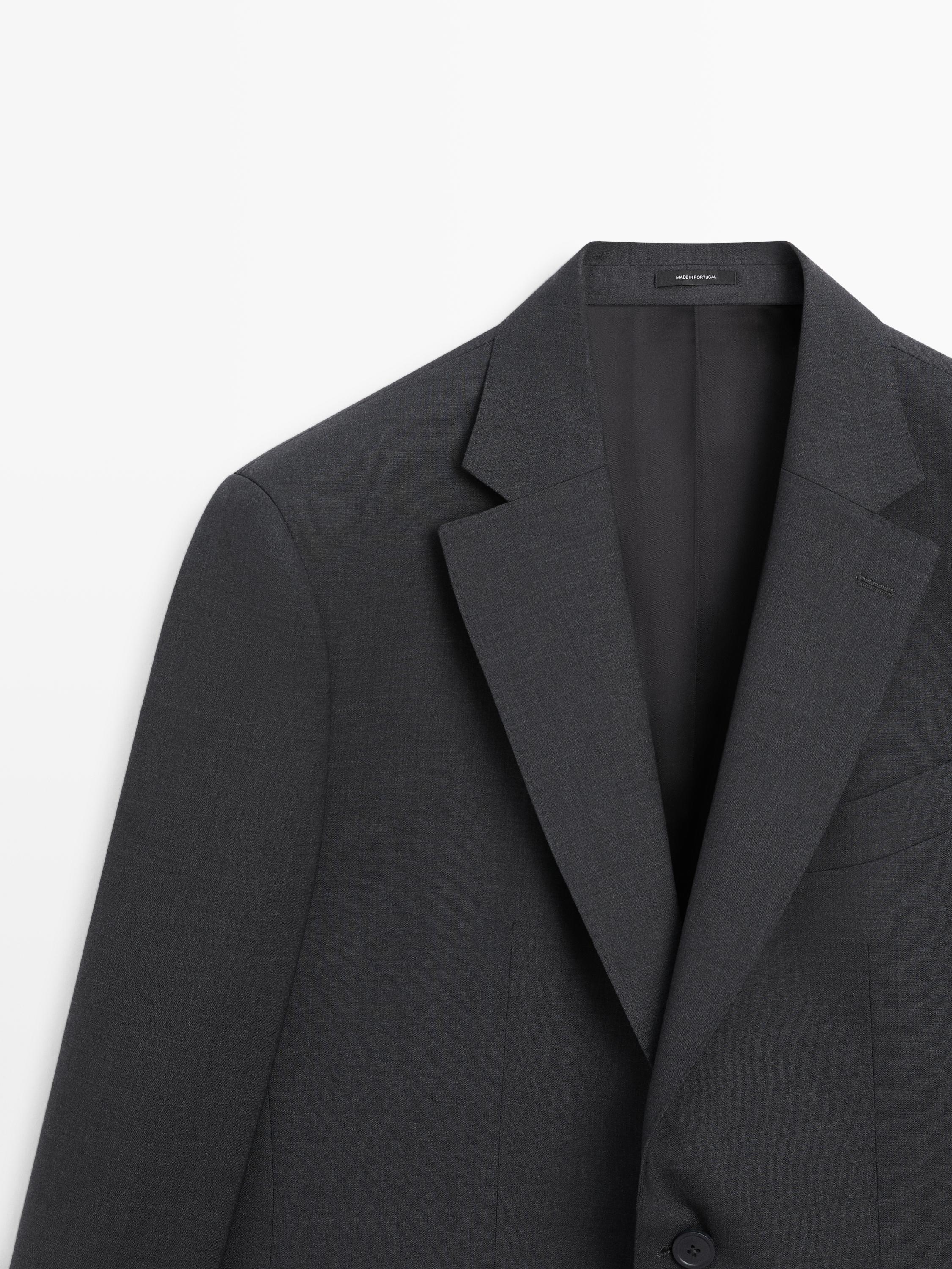 100% cool wool suit blazer — CHARCOAL