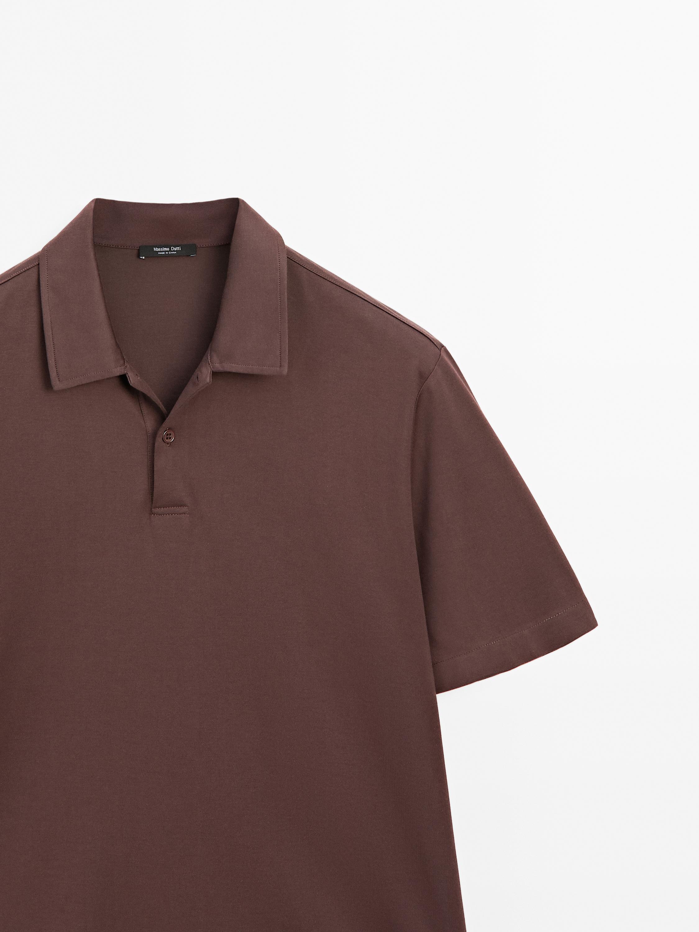Slim fit cotton blend polo shirt