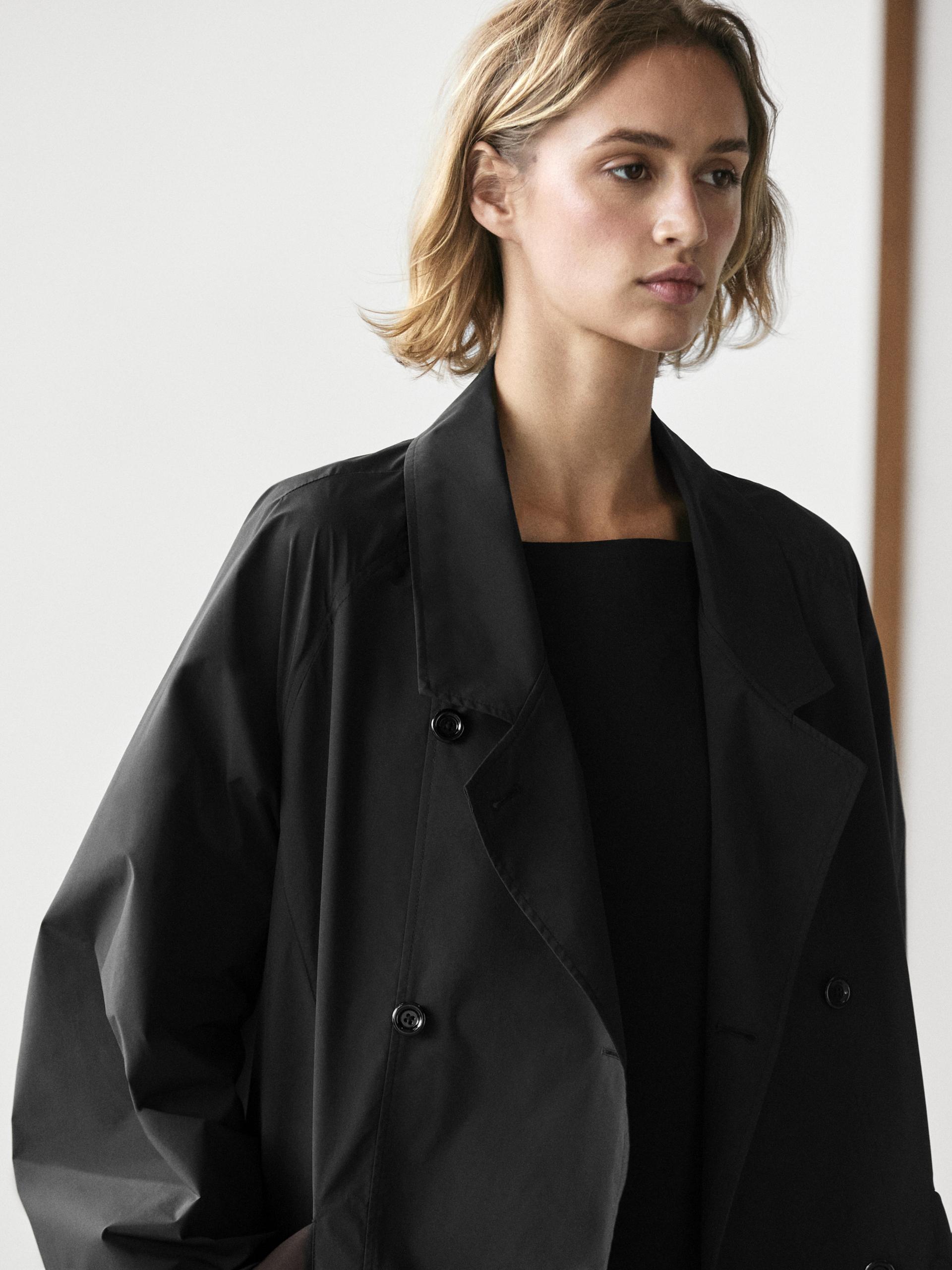 Trench Tecnico A Doppiopetto - Nero - S - Massimo Dutti - Femminile