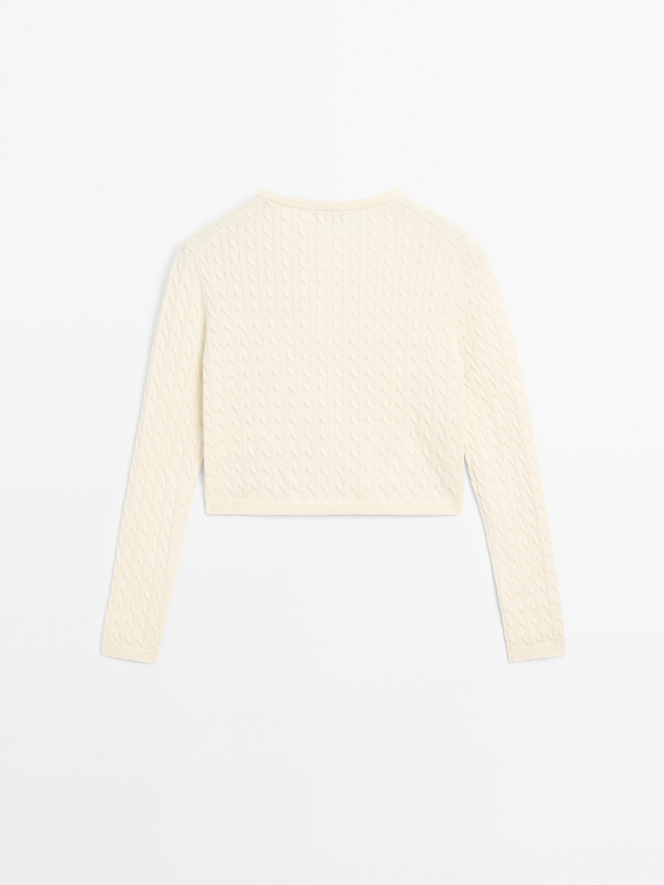 100% cotton cable-knit cardigan