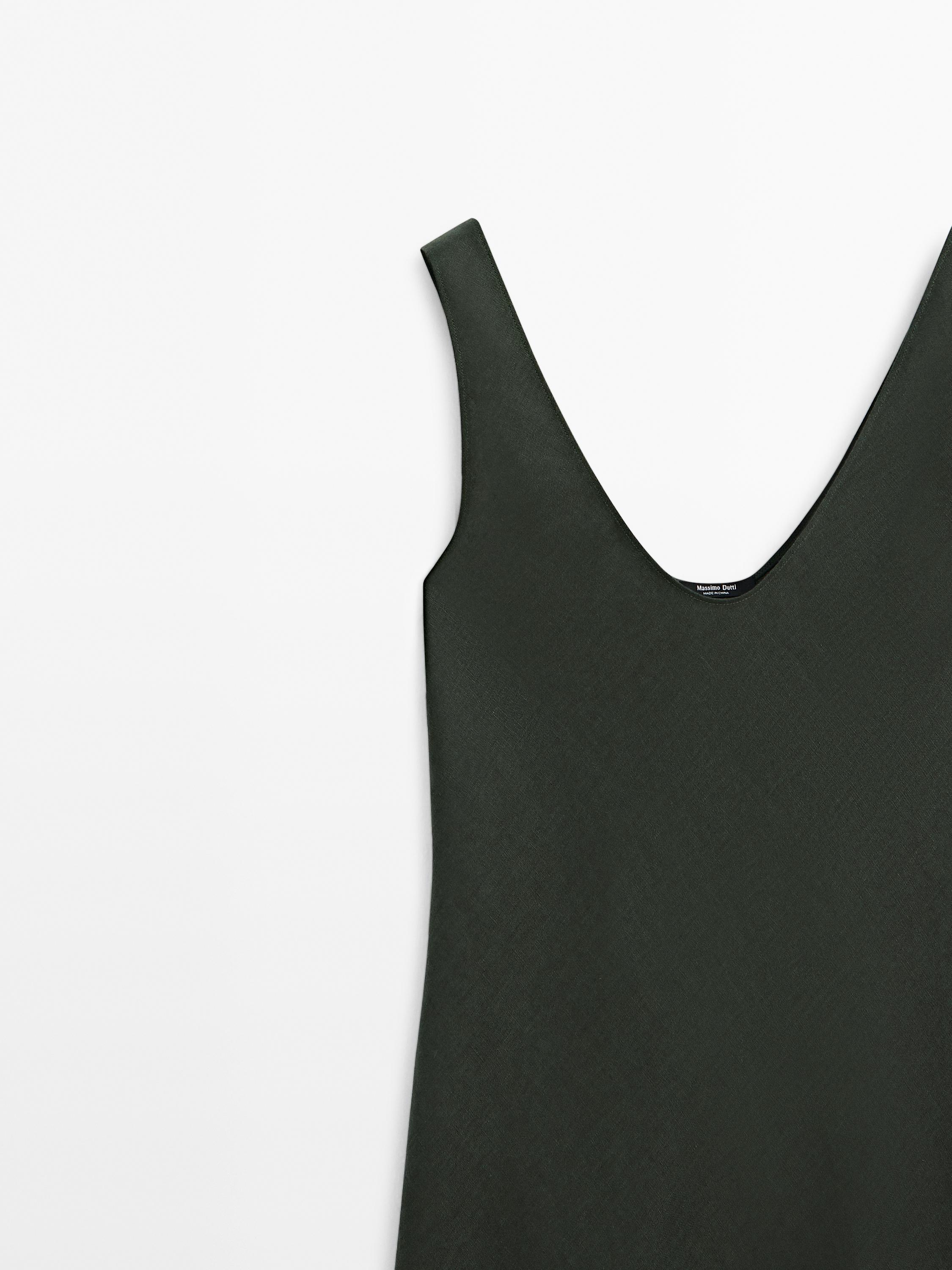 100% linen midi dress