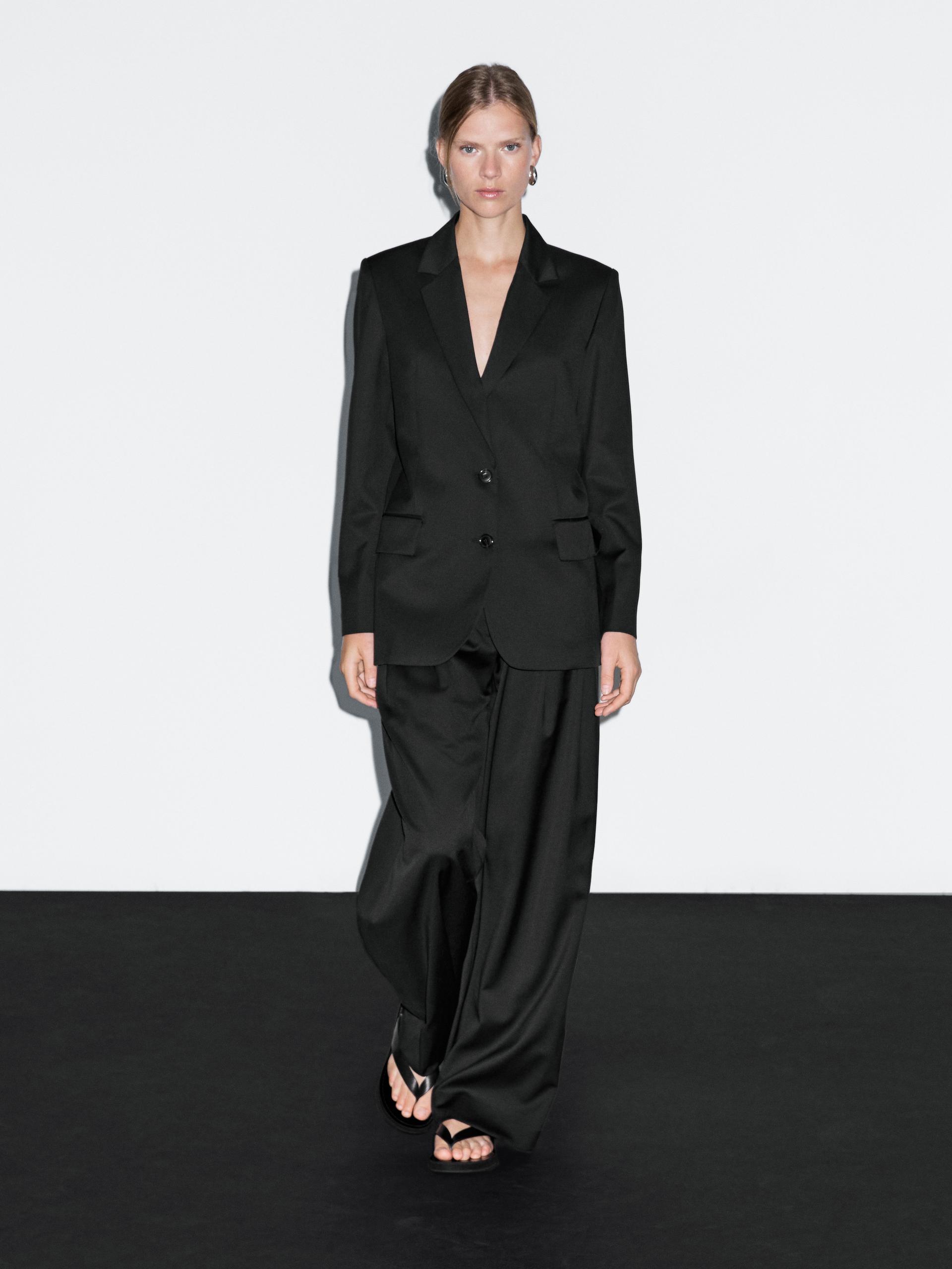 Blazer Con Due Bottoni 100% Lana Sottilissima - Nero - 34 (It 38) - Massimo Dutti - Femminile
