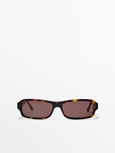 Rectangular tortoiseshell-effect sunglasses — BROWN 1
