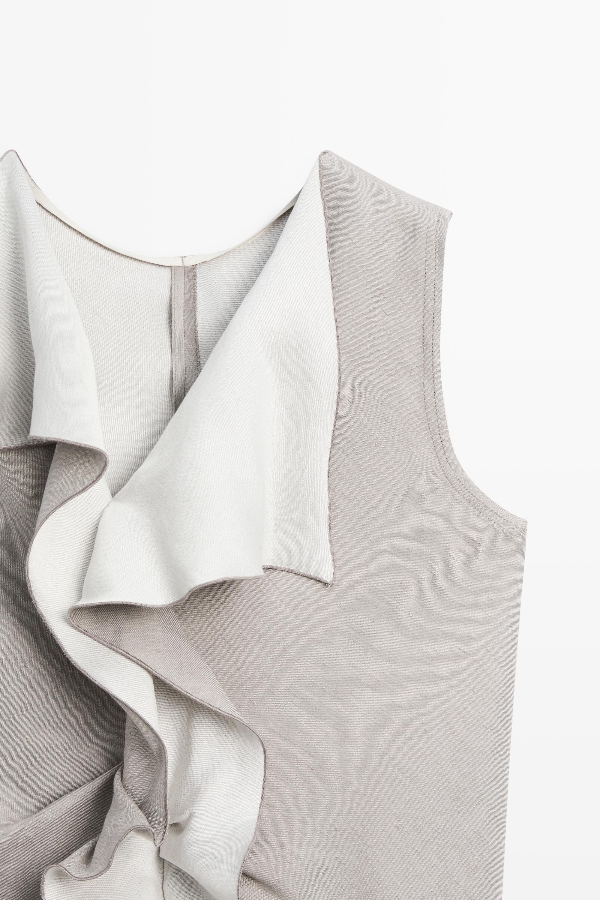 STUDIO Ruffle-detail flowing top — STONE