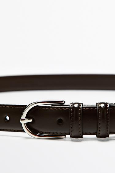 Nappa leather double-loop dress belt — BROWN 2