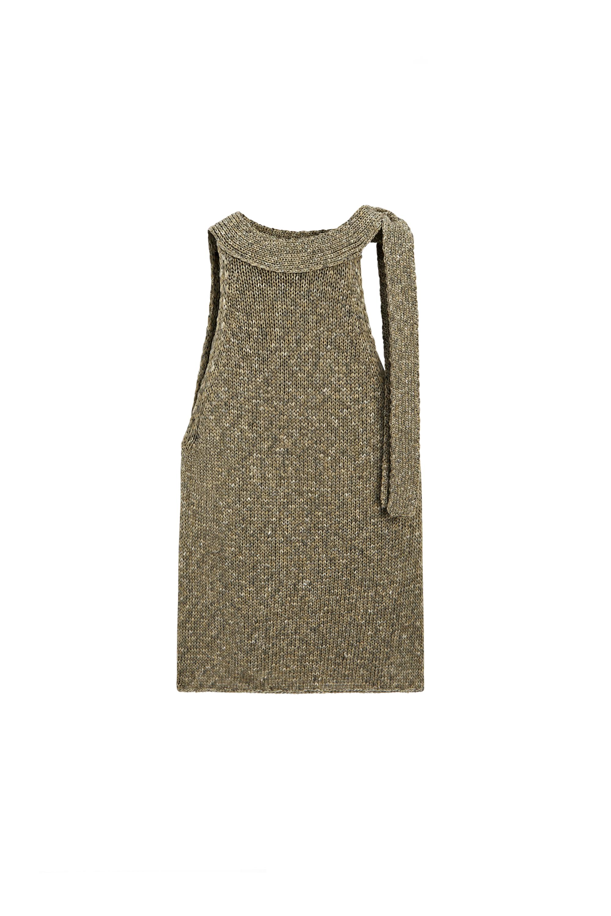 100% cotton halter top with tie detail — GREEN
