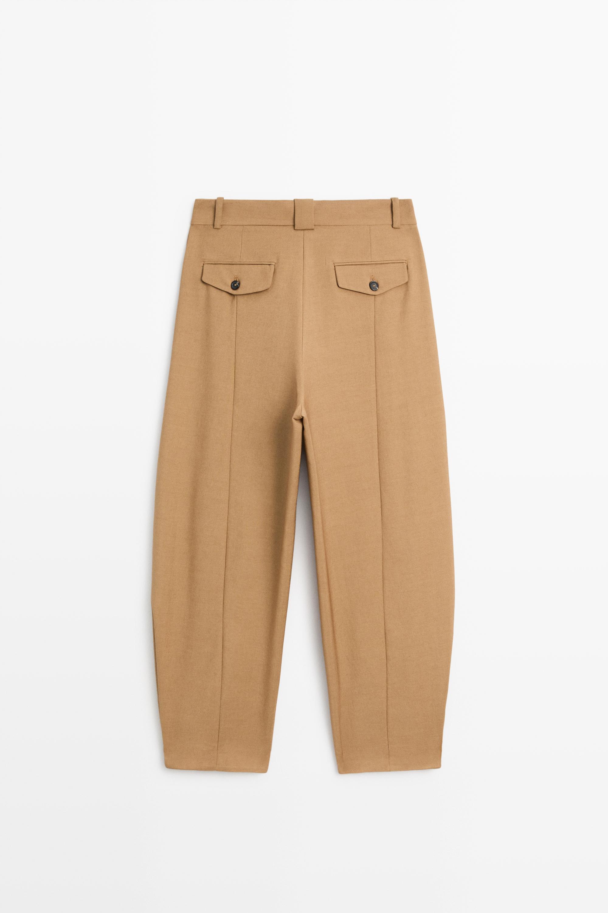 Pleated wool-blend pants — CAMEL