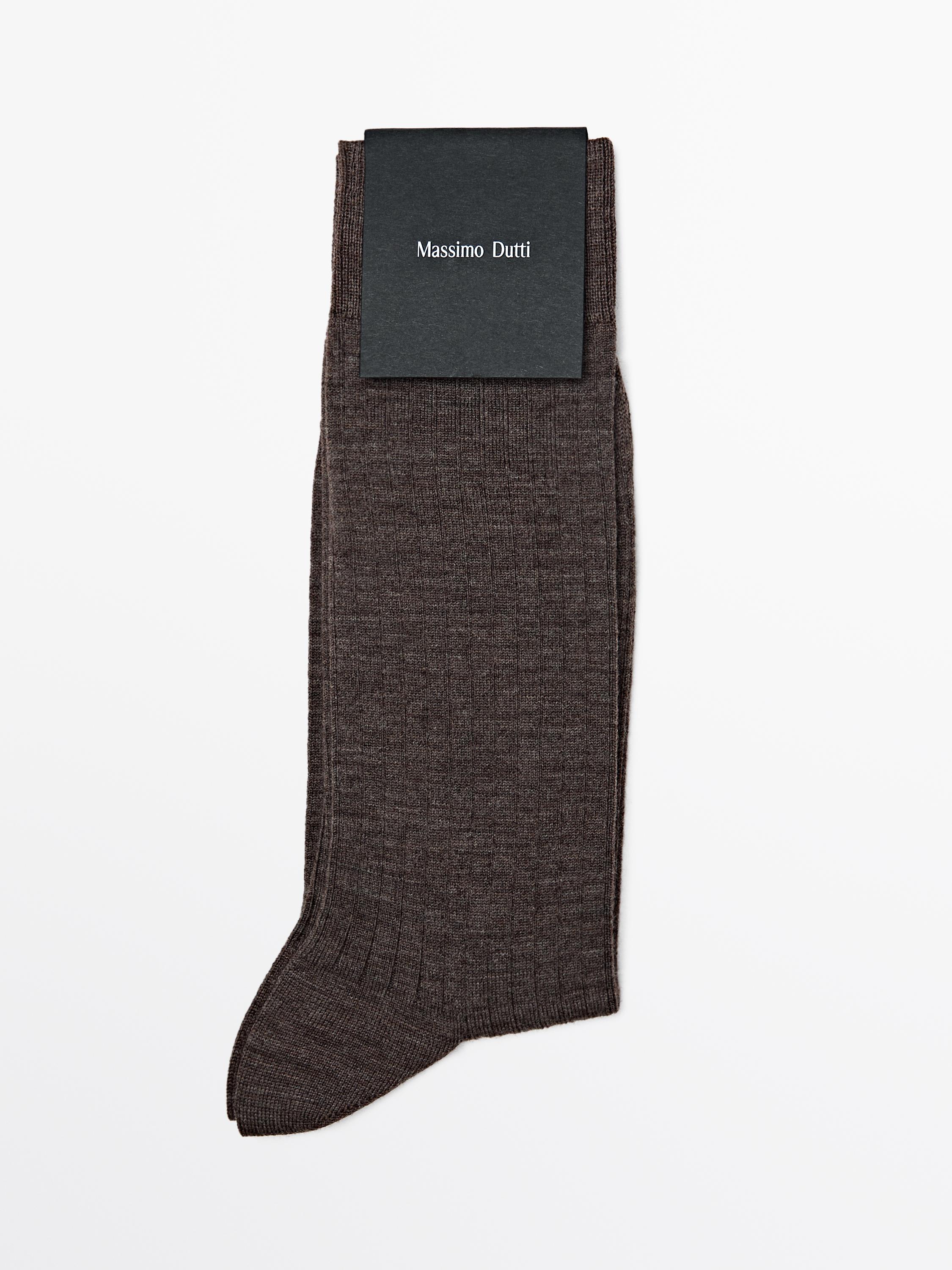 Ribbed knit wool blend socks
