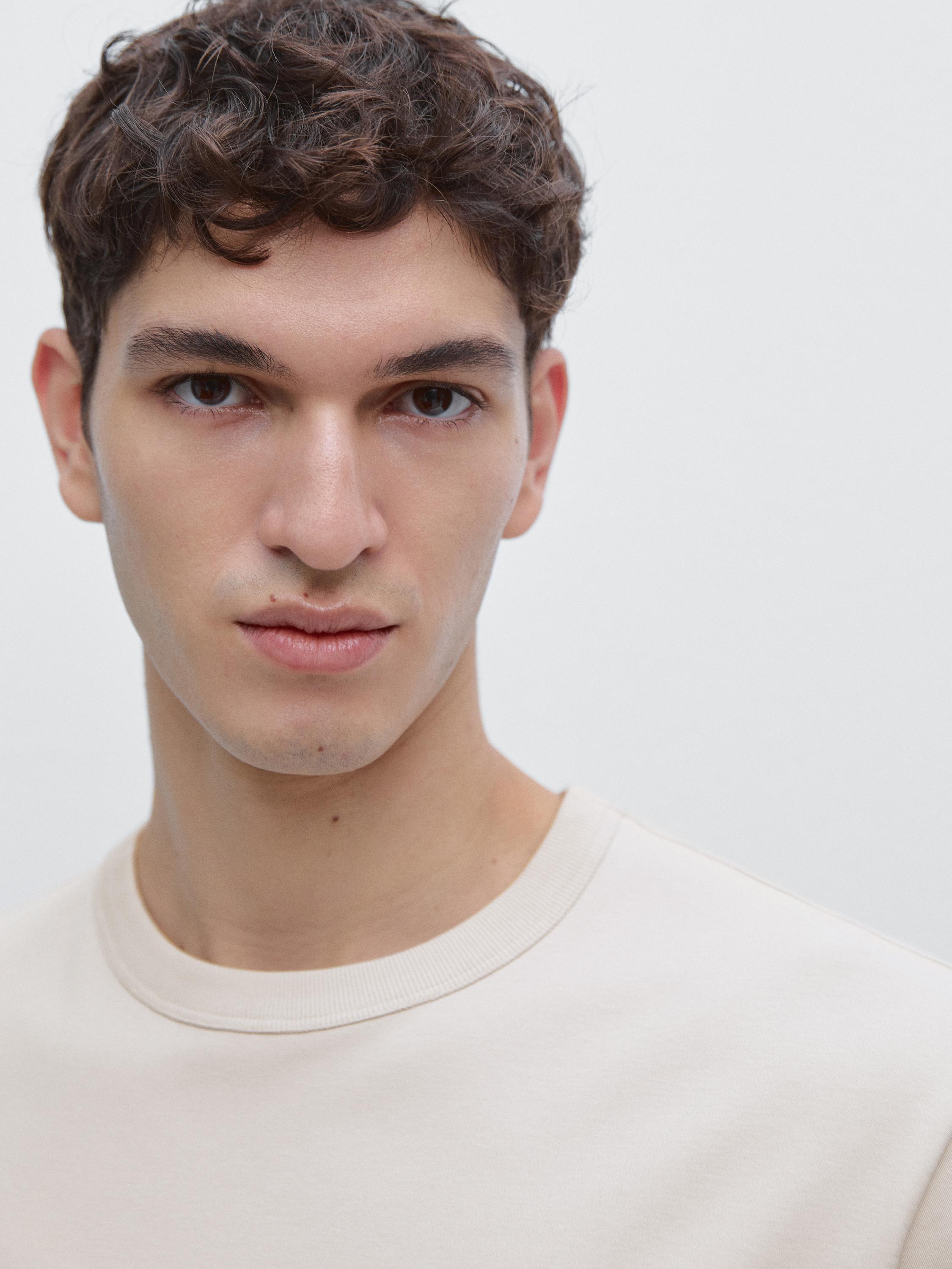 100% cotton short-sleeve T-shirt — STONE