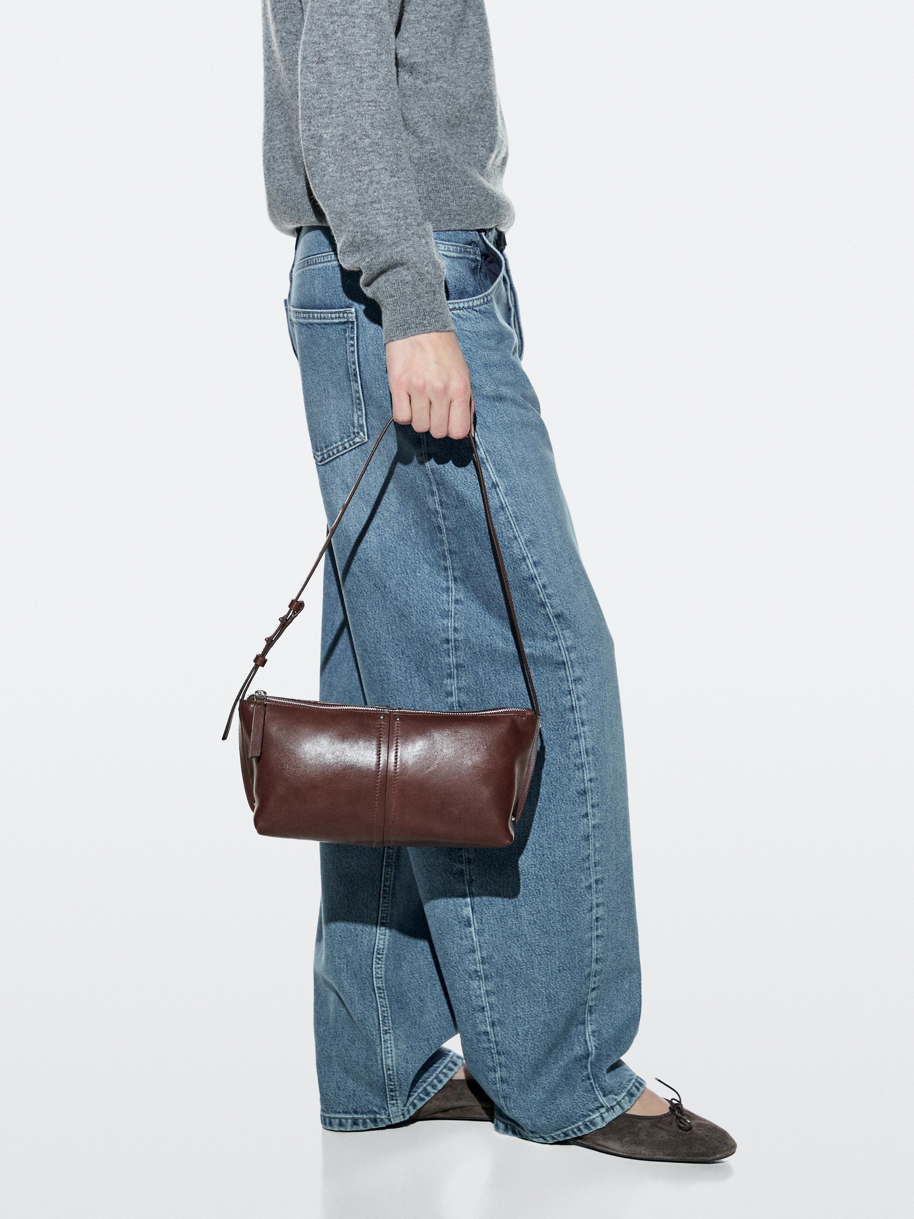 Nappa leather shoulder bag — BURGUNDY