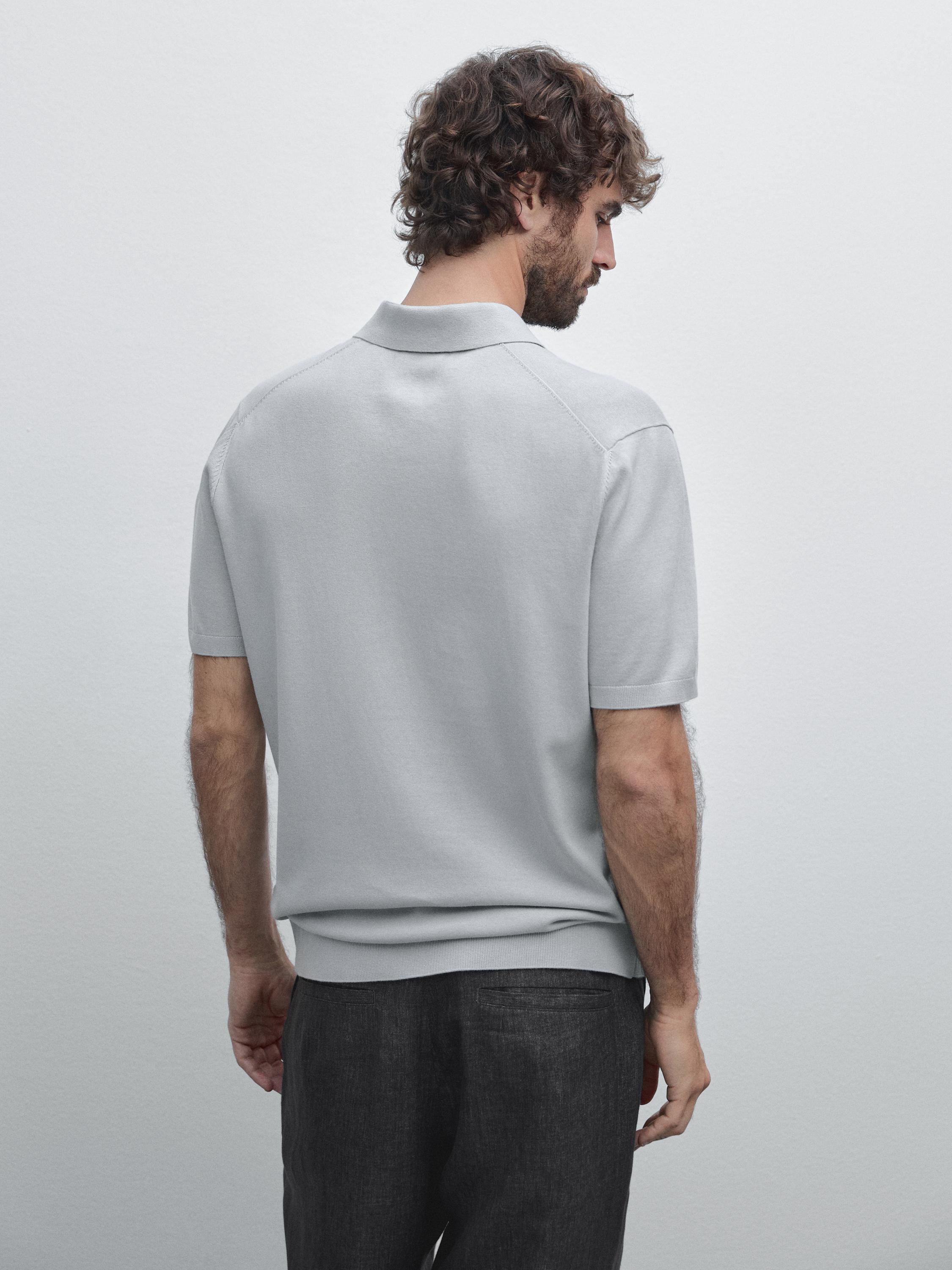 Short sleeve cotton knit polo shirt