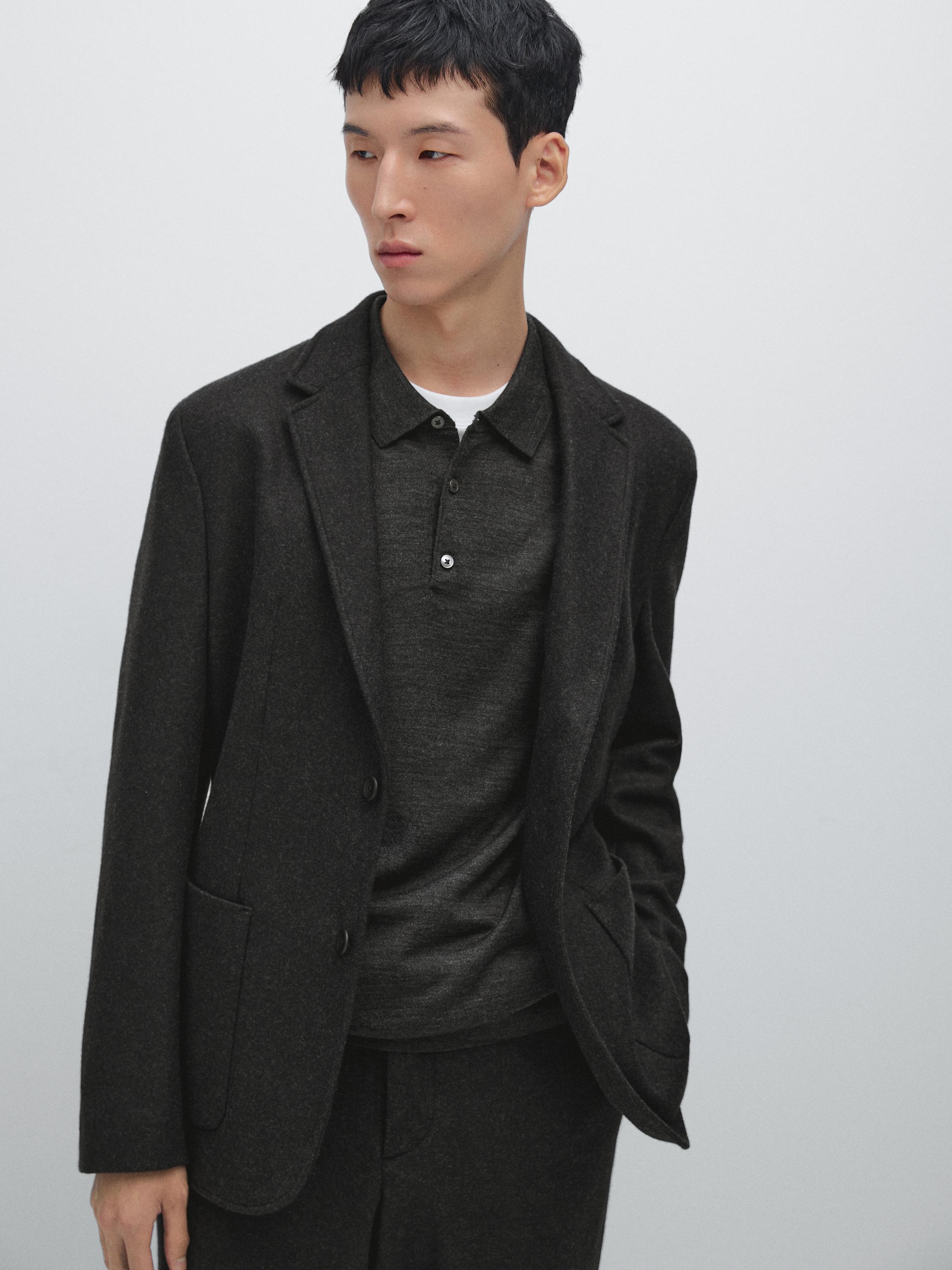 Wool blend suit blazer