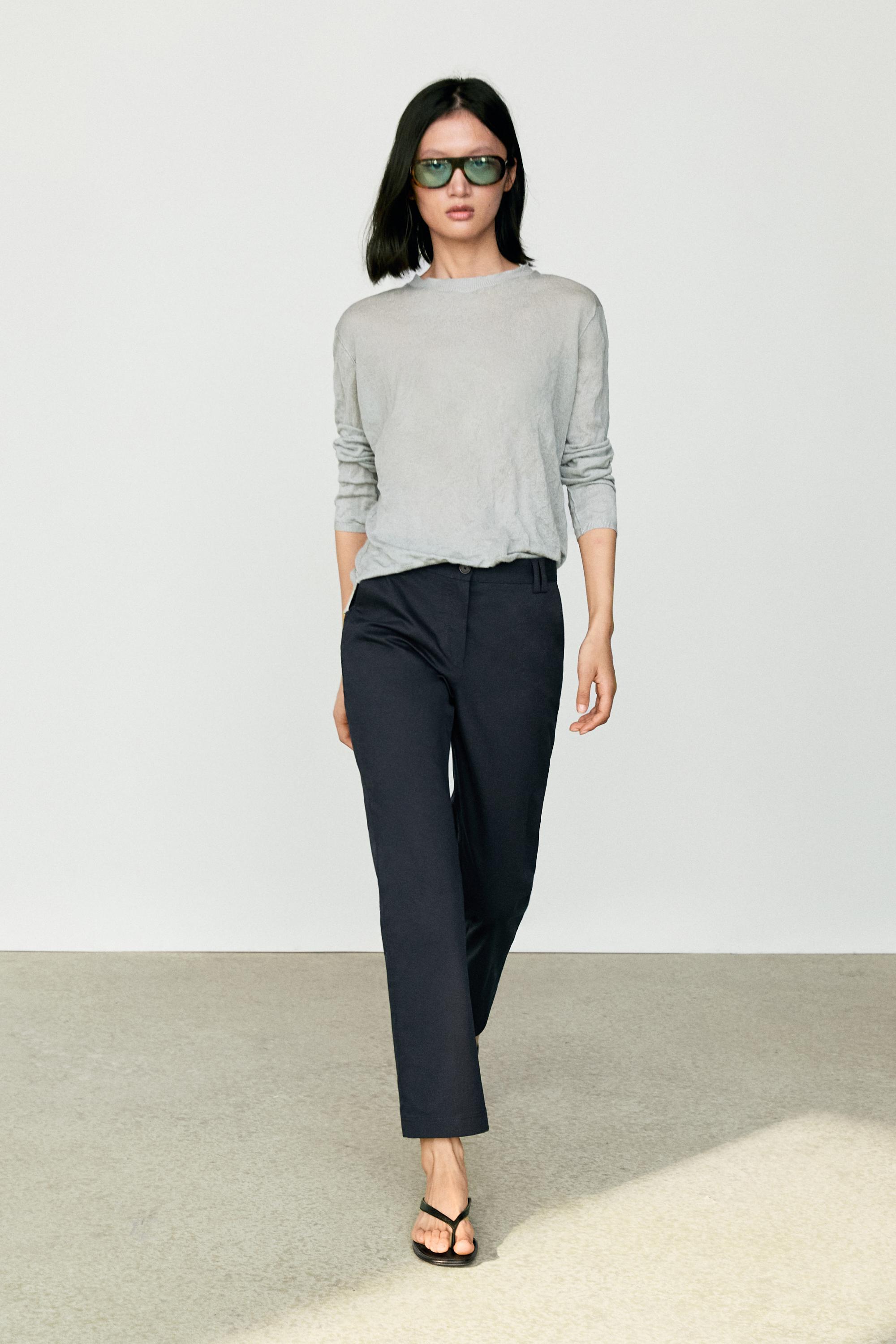 Massimo Dutti Pamuk karışımlı esnek mini çan pantolon görsel 4