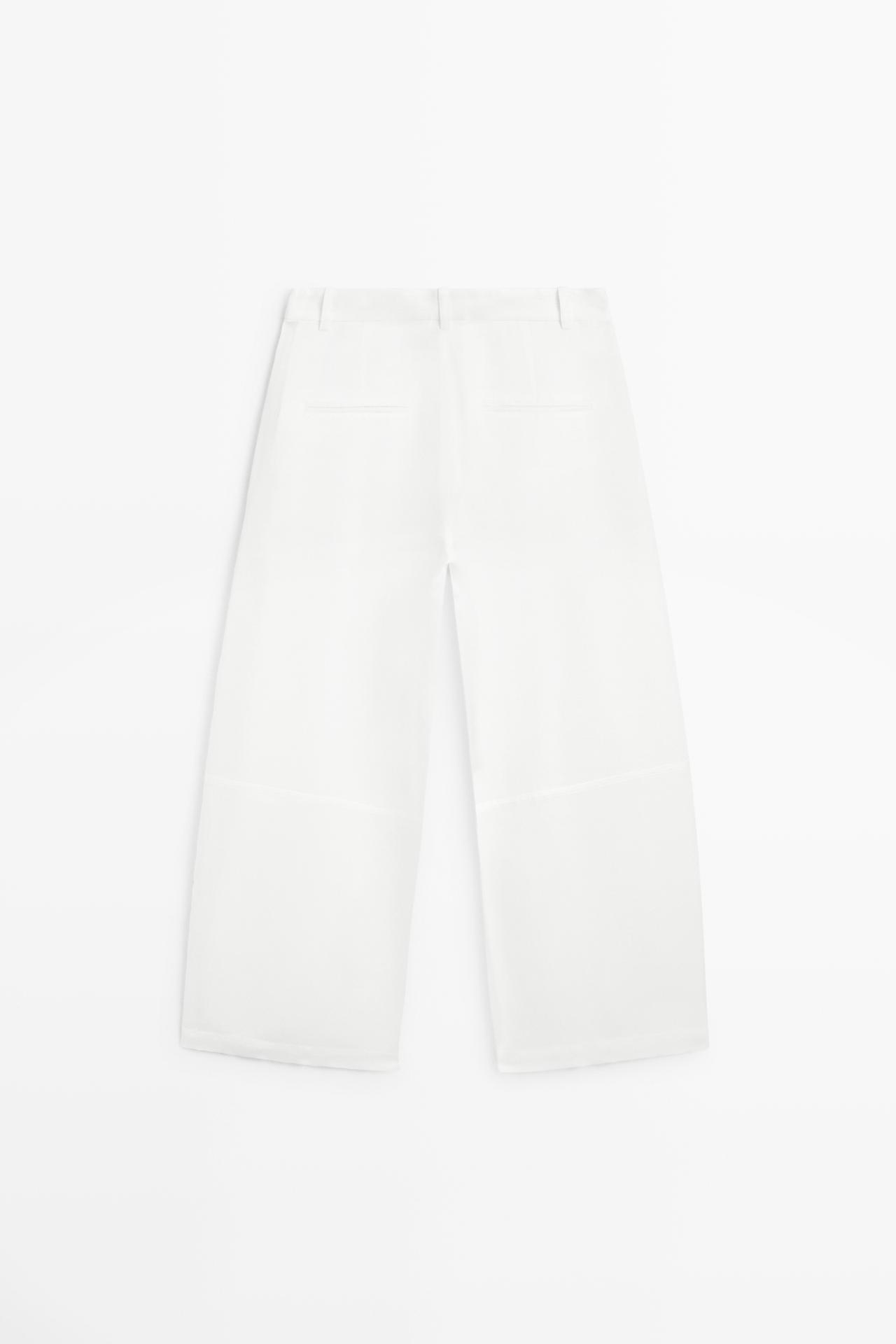 Flowing linen blend pants with seams — WHITE