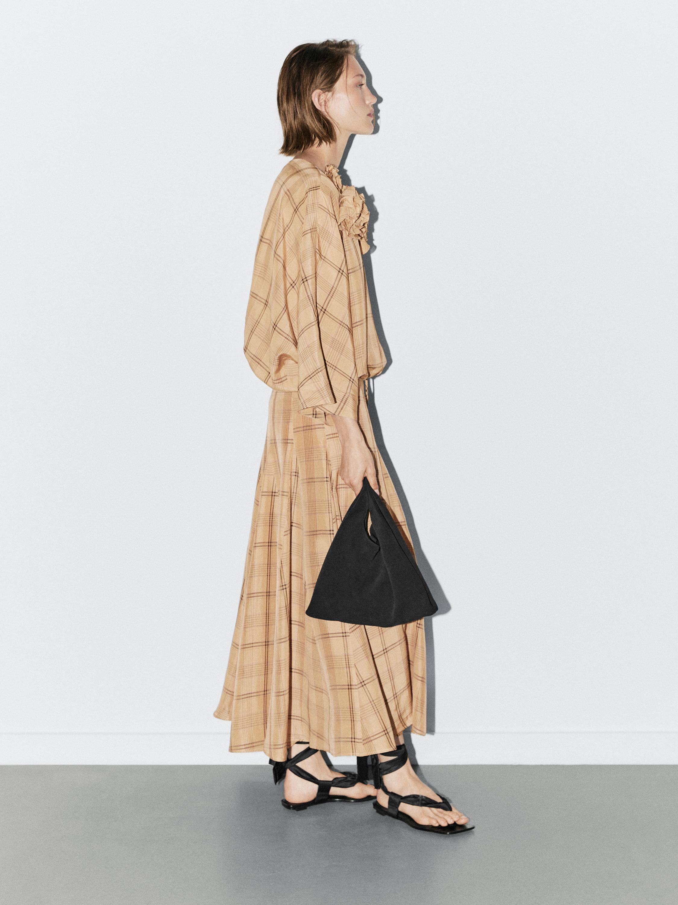 Gonna midi con godet e stampa a quadri - Studio