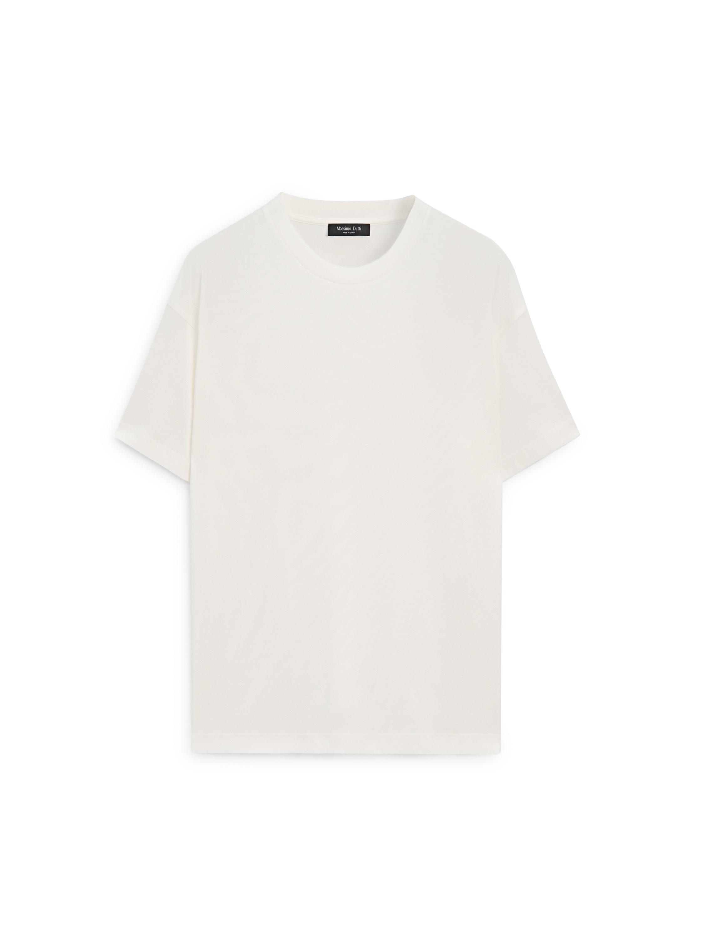 Boxy fit short sleeve cotton blend T-shirt — CREAM
