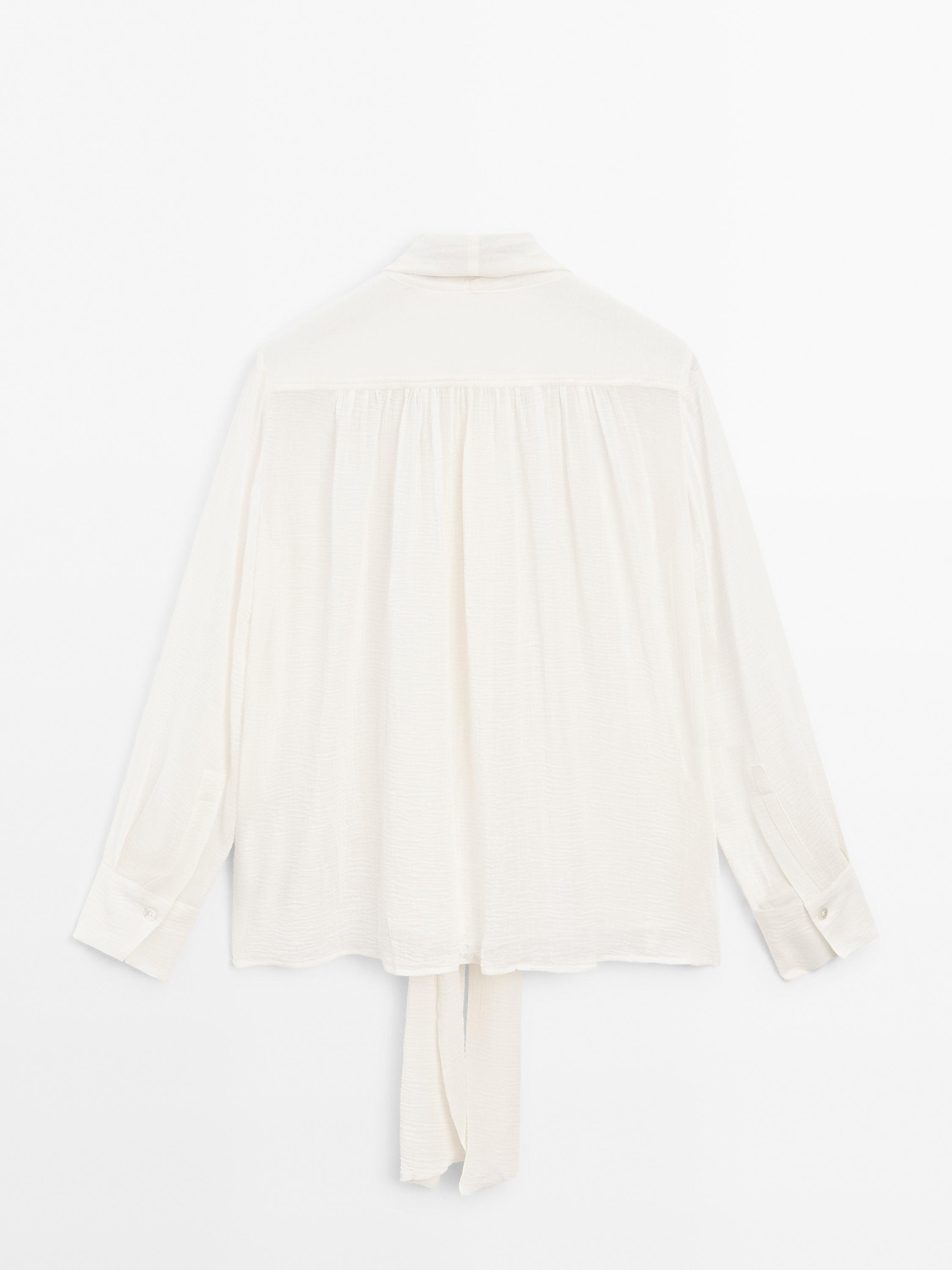 Flowing semi-sheer shirt with tie detail - Studio