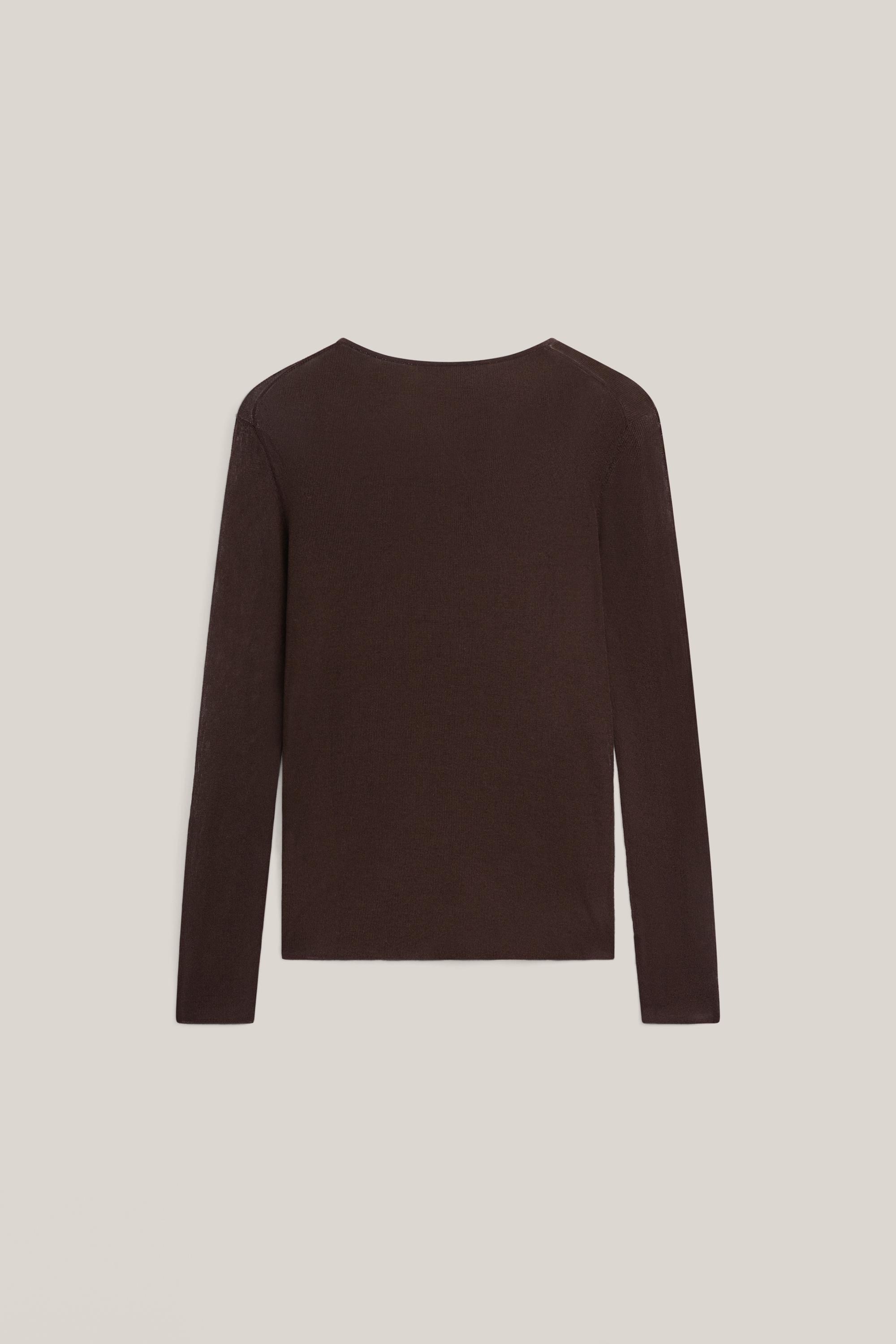 Transparent silk blend top with long sleeves - LIMITED EDITION — BROWN
