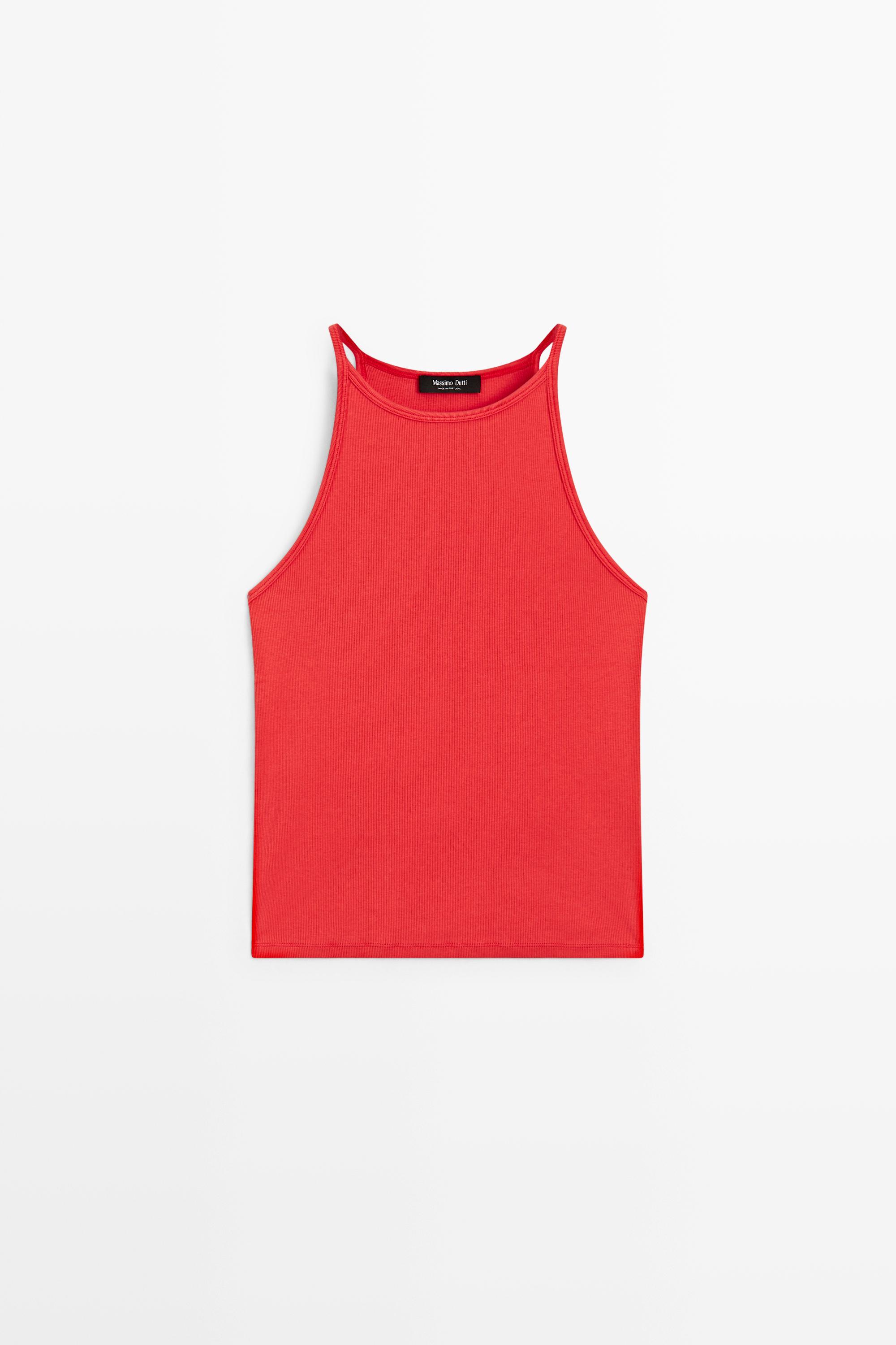 Top halter em mistura de algodão
