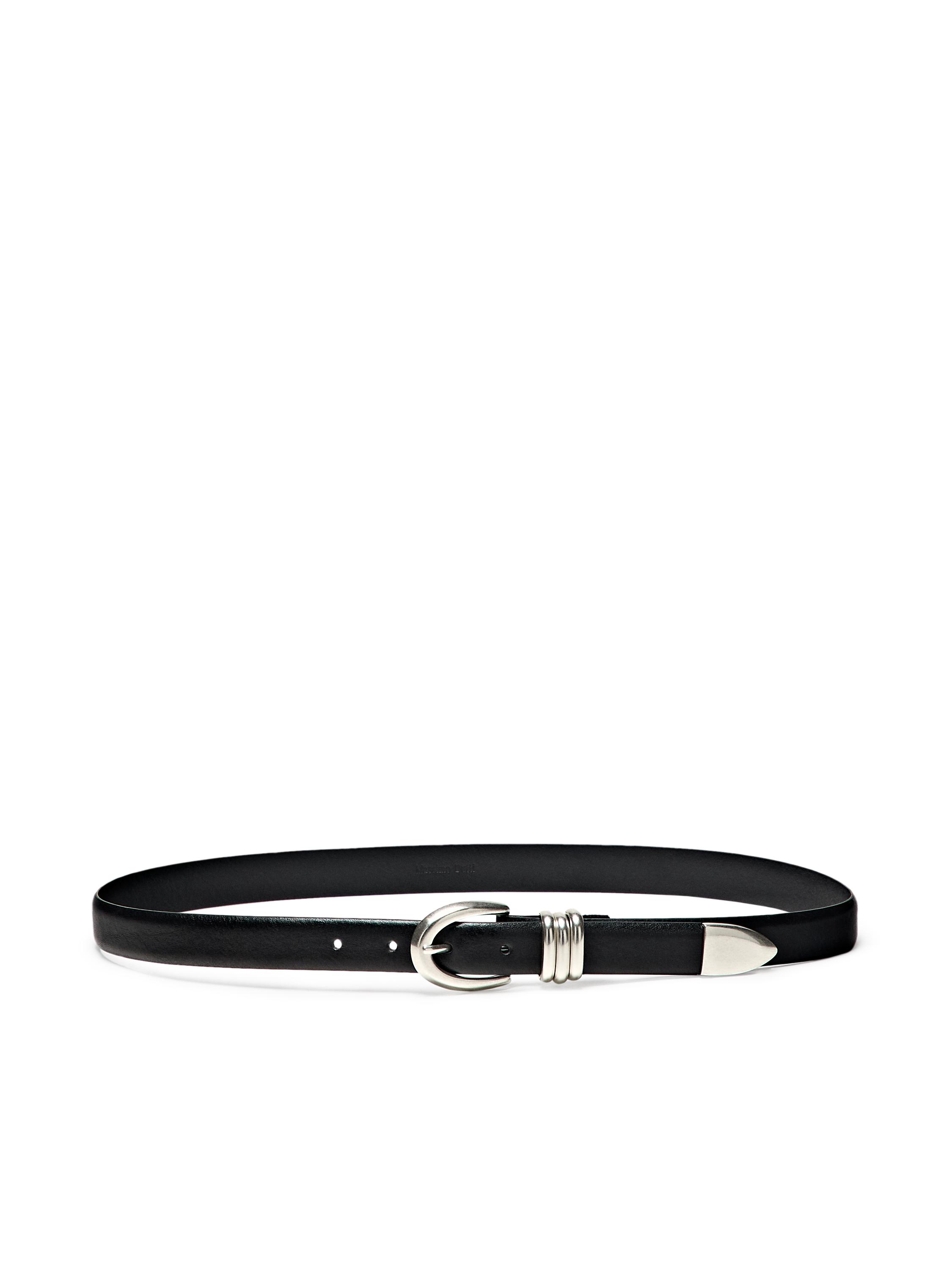 Nappa leather belt with metal detail — BLACK