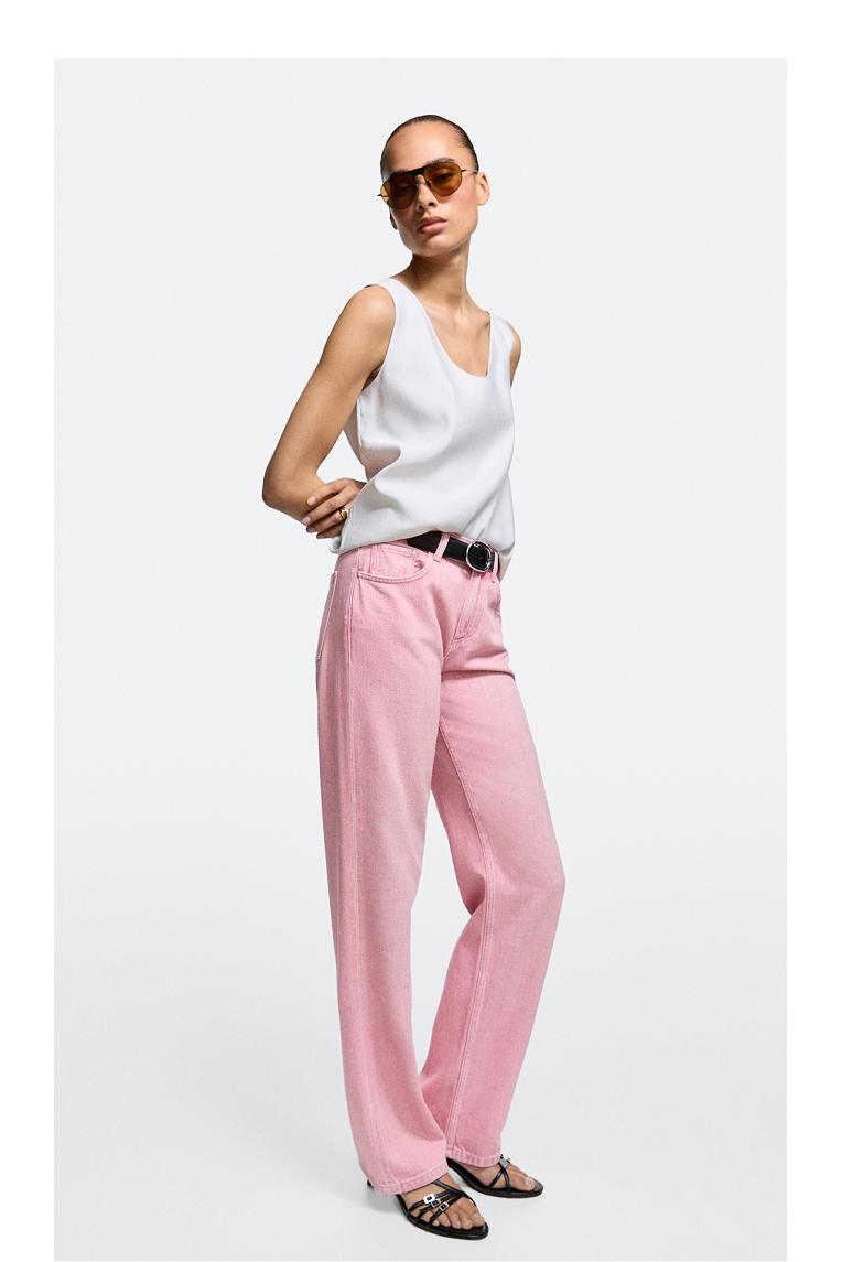 Low-rise straight-leg jeans — PINK