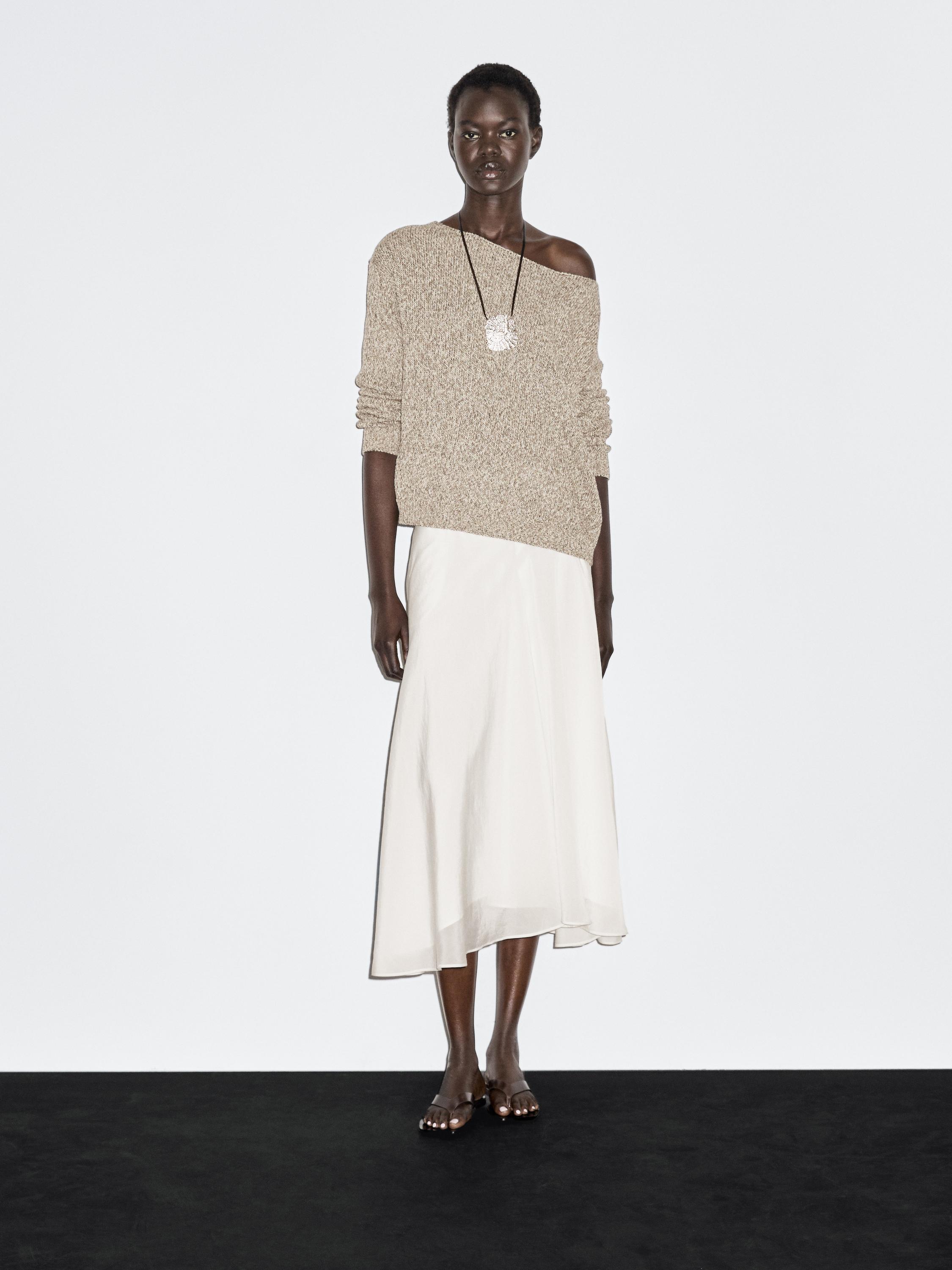 Mouliné boat neck knit sweater