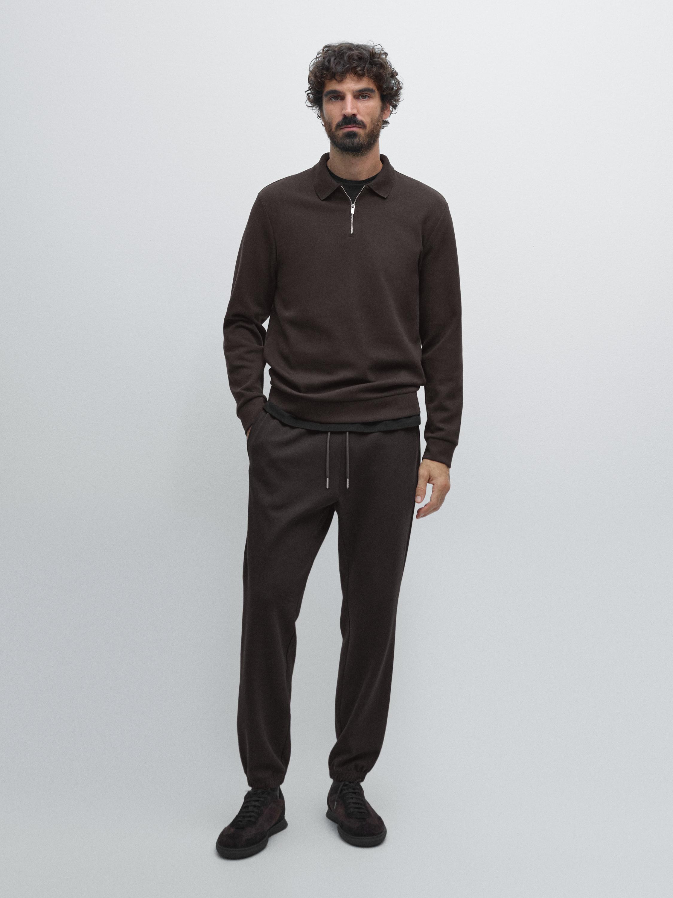 Cotton blend jogger fit trousers