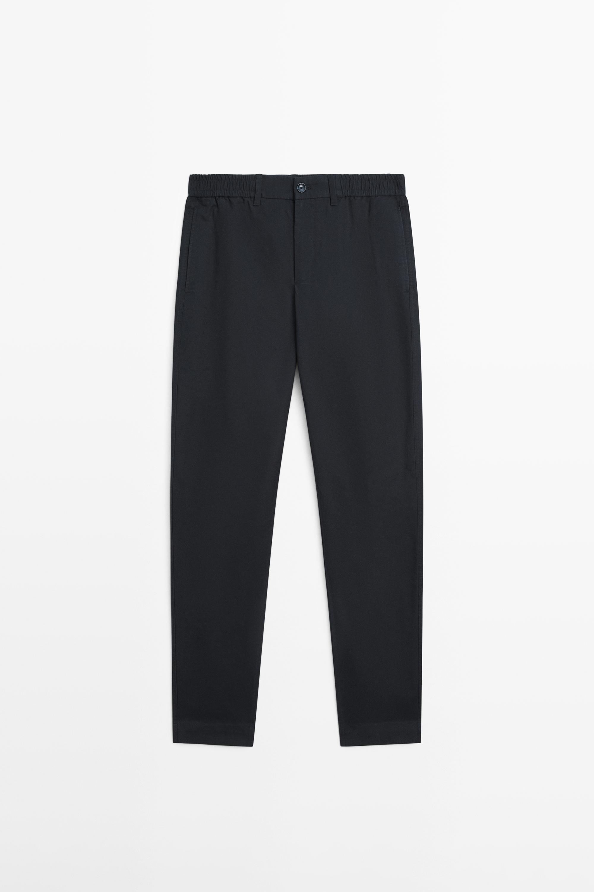 Cotton blend jogger fit trousers — NAVY BLUE