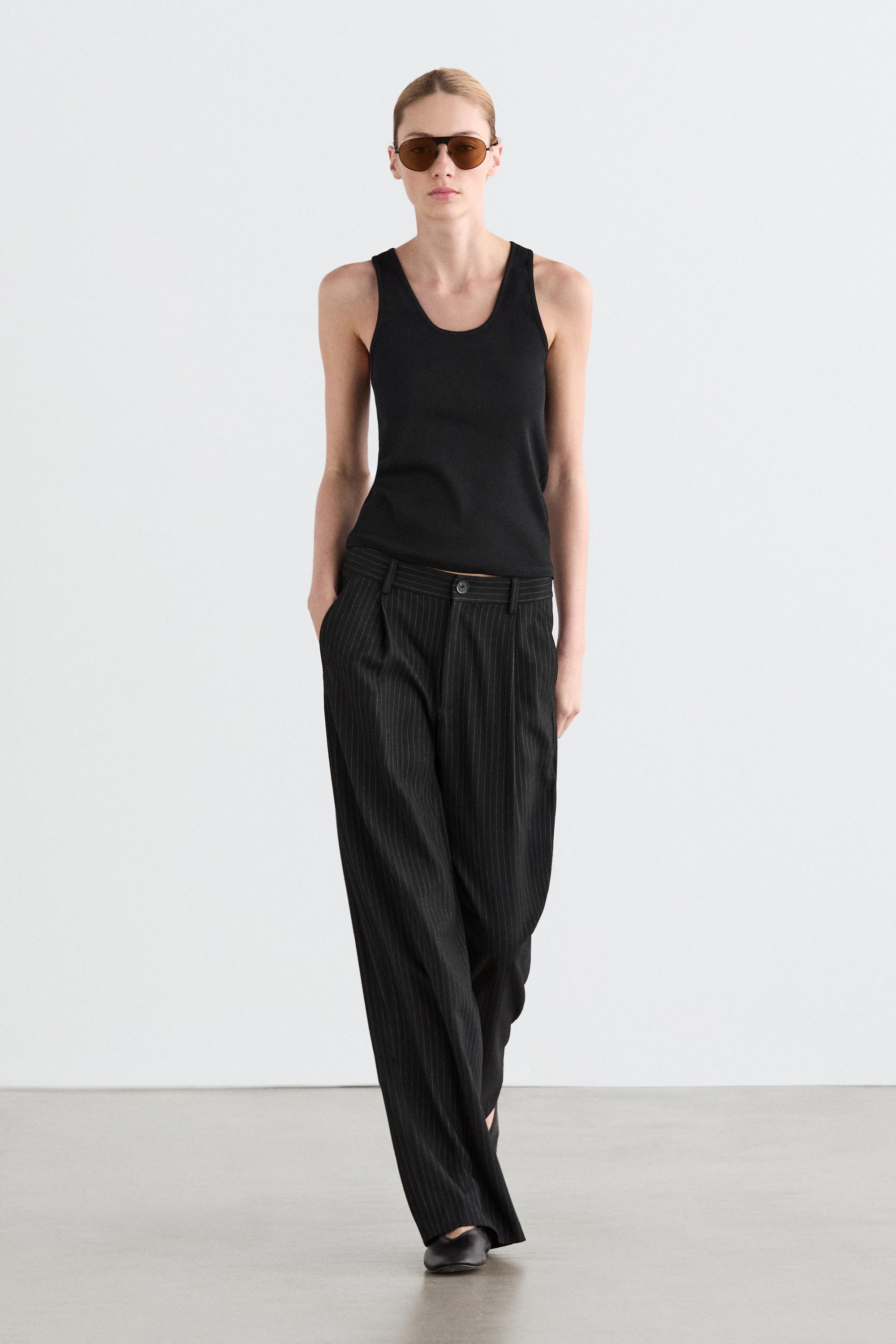 Pinstripe wide-leg trousers