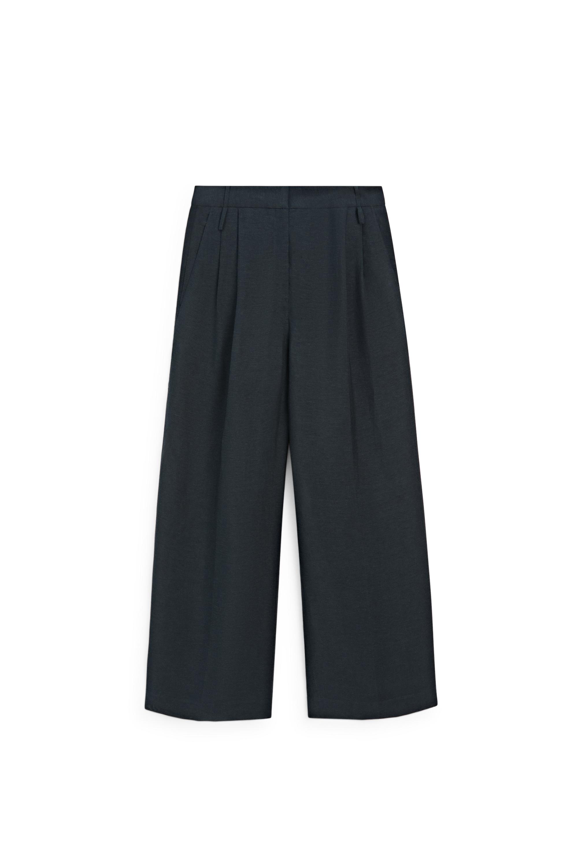 Flowing semi-sheer pants - STUDIO — NAVY BLUE