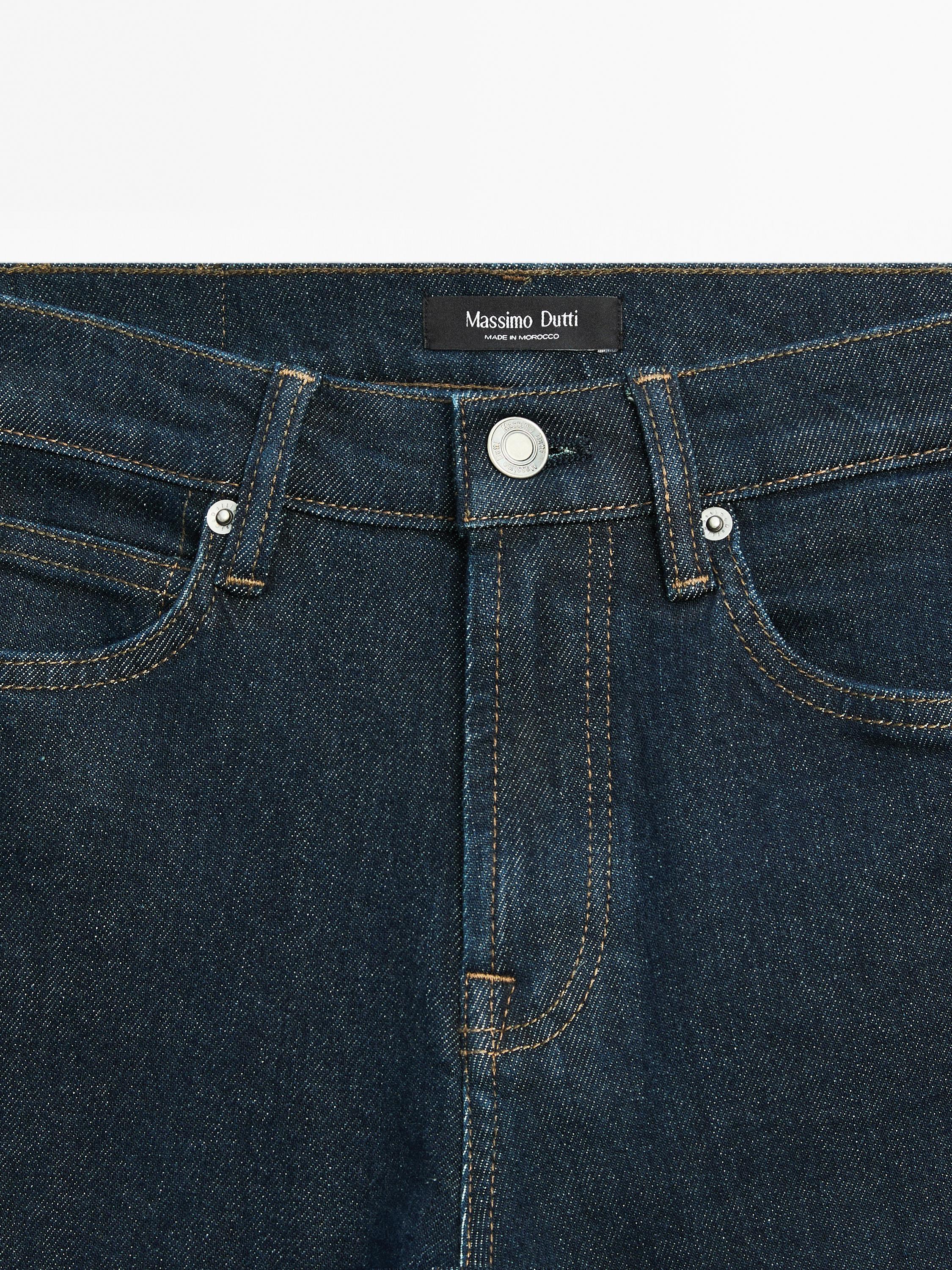 Mid-rise cropped slim fit jeans — DARK BLUE