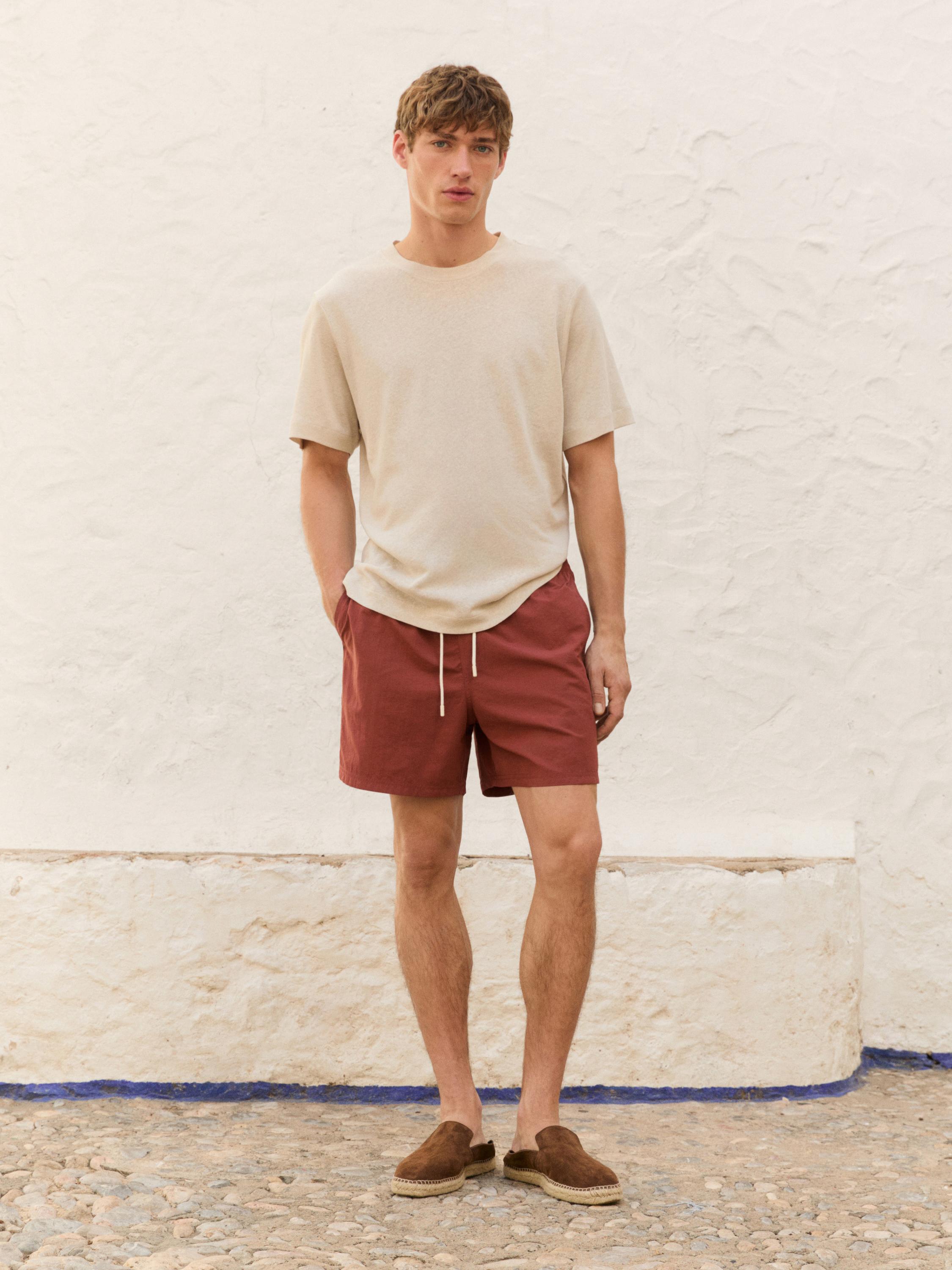 Plain regular fit swimming trunks