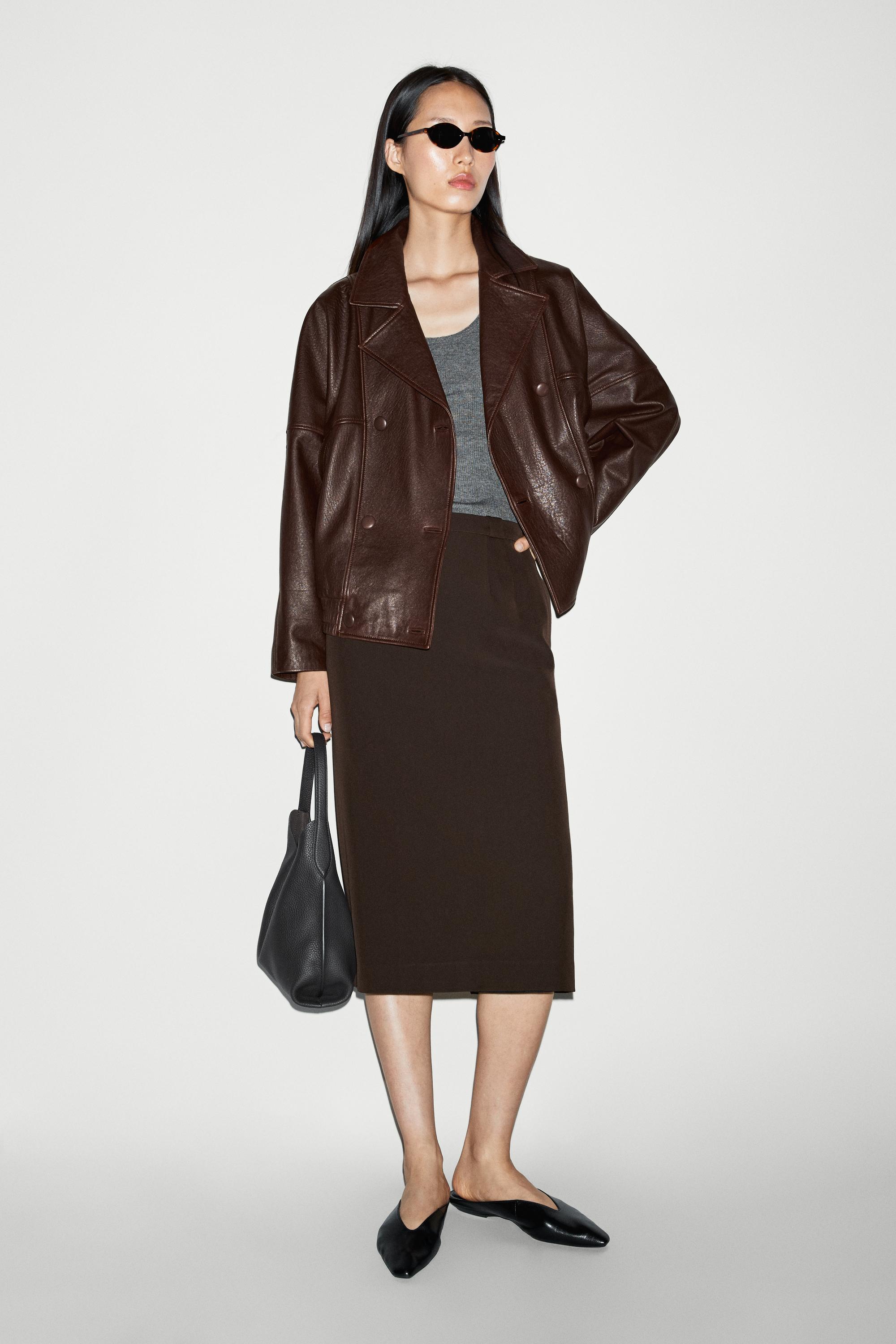 Nappa leather bomber jacket — BROWN