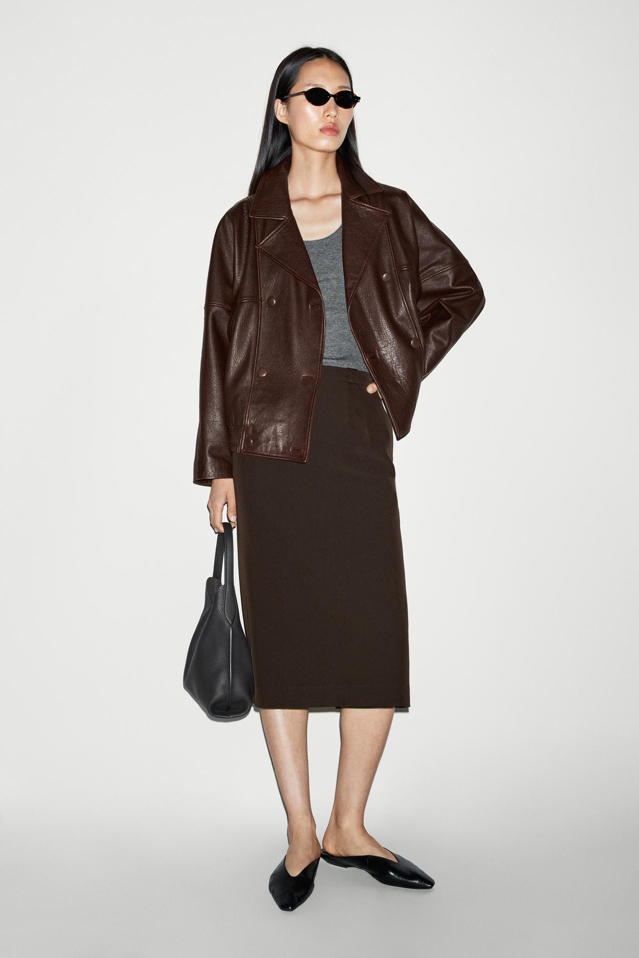 Nappa leather bomber jacket — BROWN