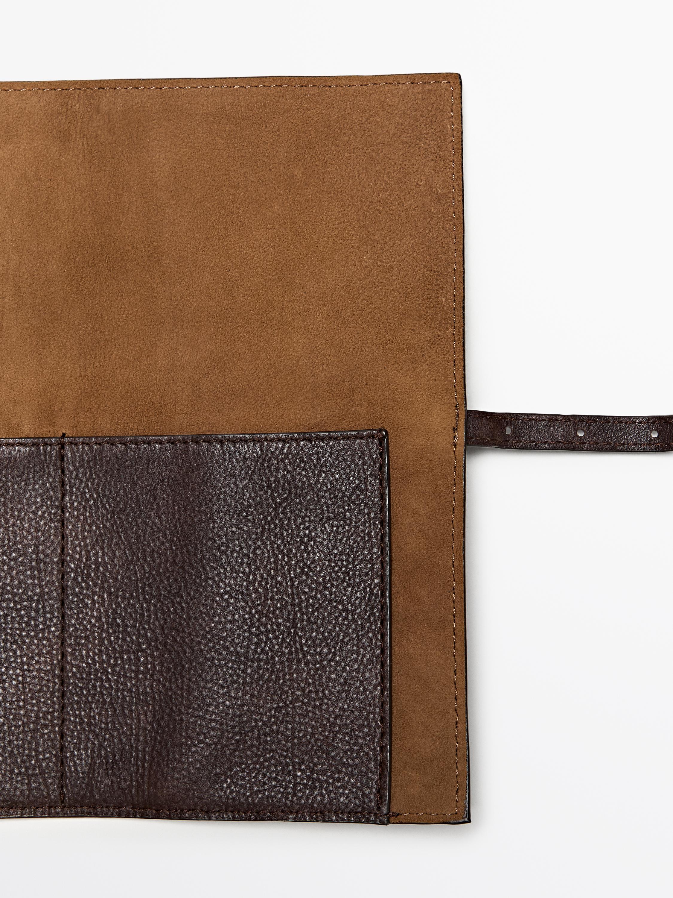 Nappa leather tech accessory case — BROWN