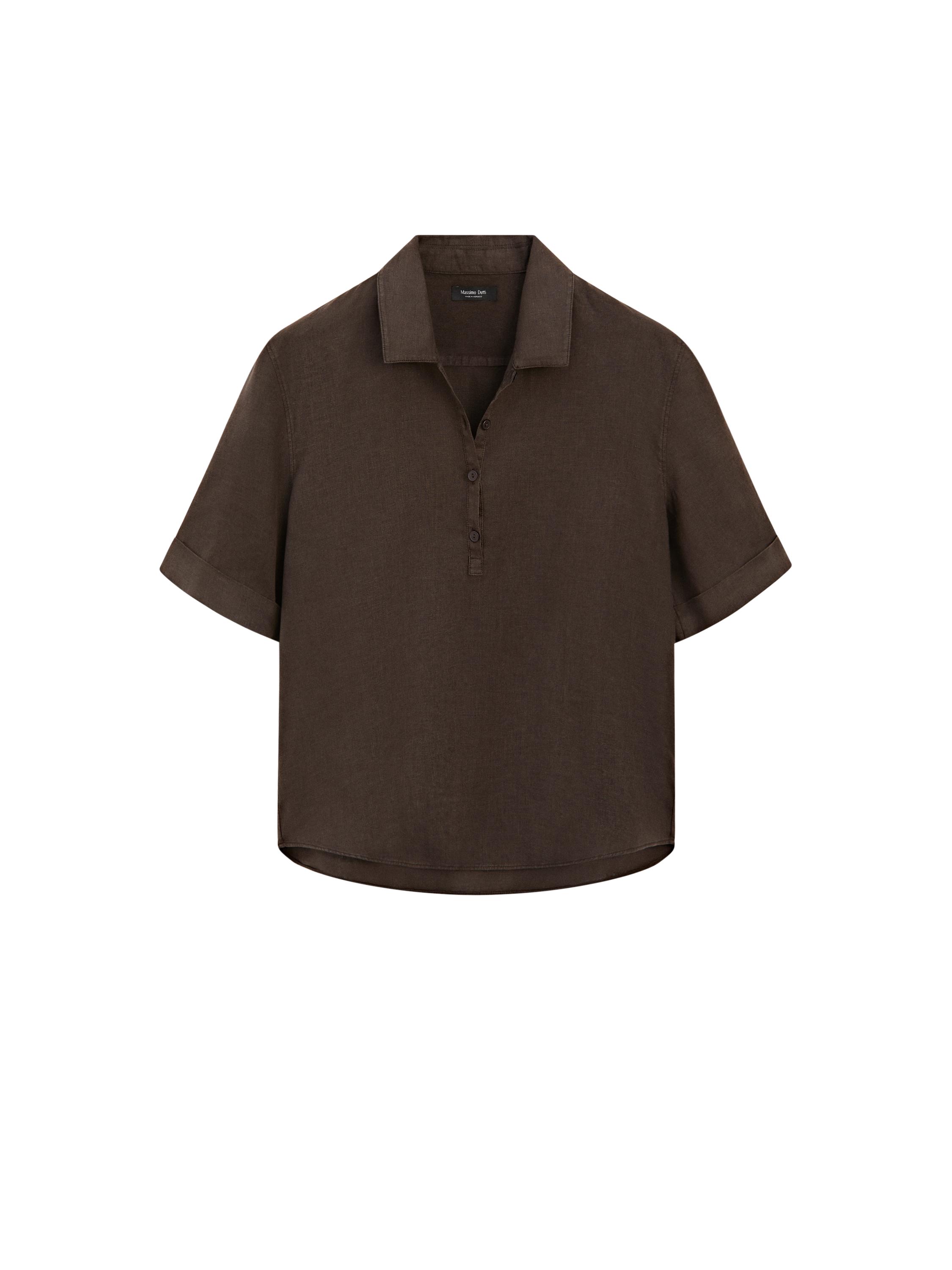 Linen blouse with polo collar