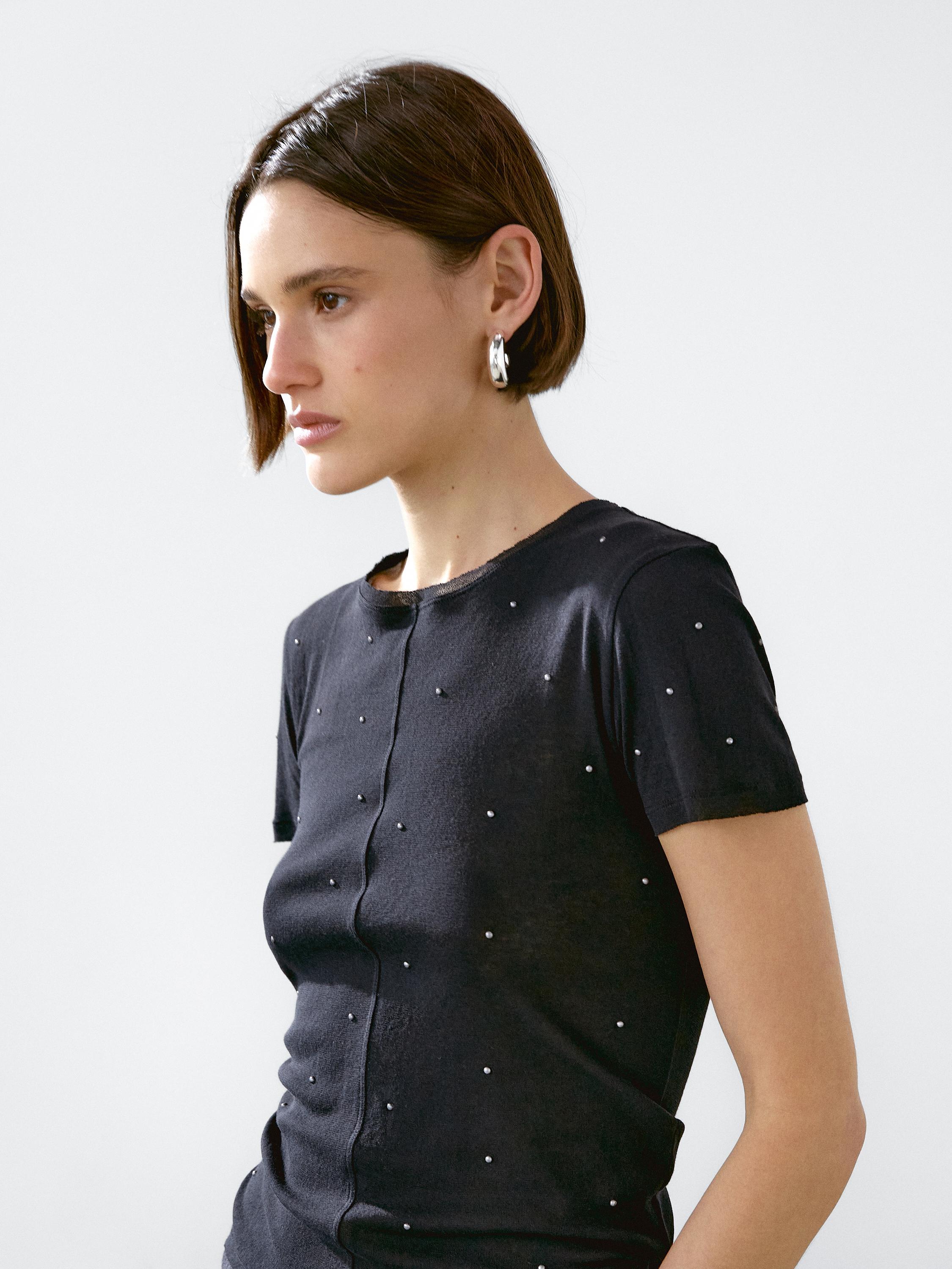 T-shirt with metal studs