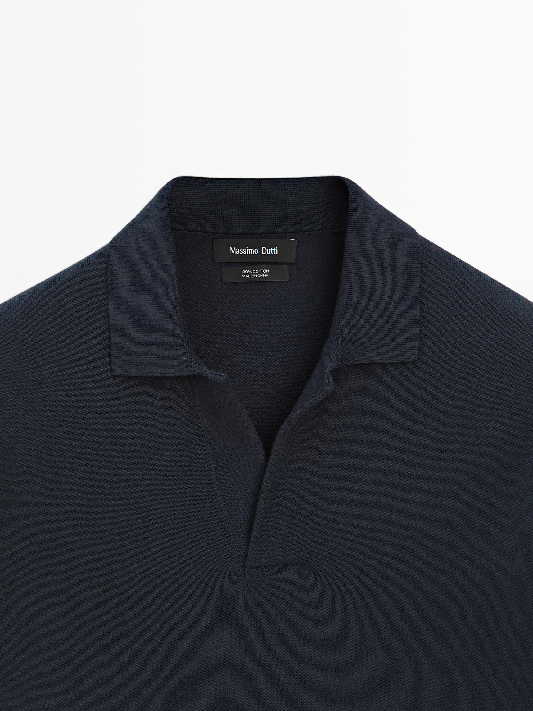 Knit V-neck polo shirt