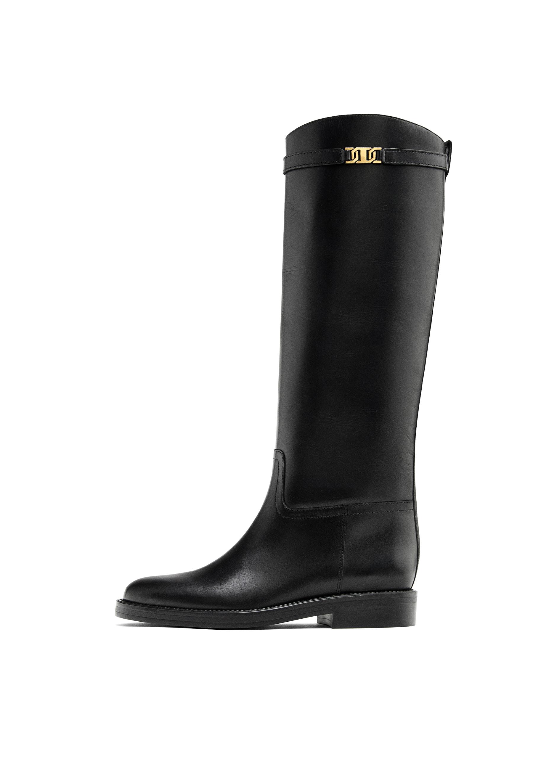 Leather riding boots — BLACK