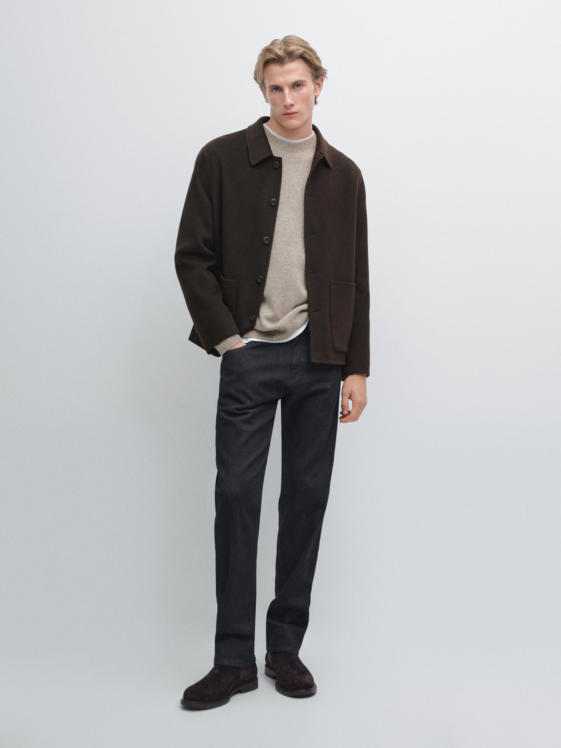 Abrigo Corto 100% Cashmere - Chocolate - M - Massimo Dutti - Hombre