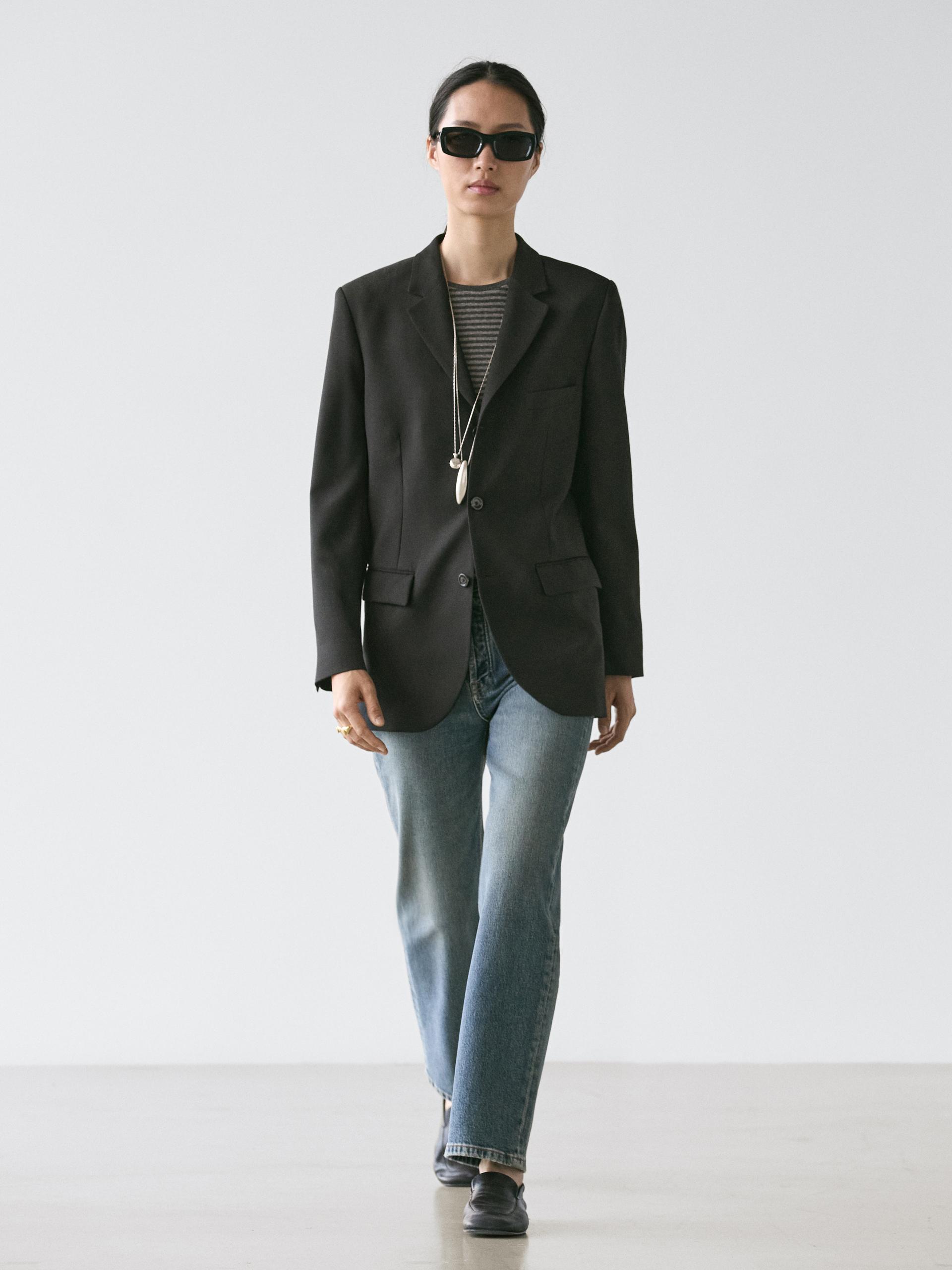 Blazer De Três Botões 100% De Lã - Preto - 42 - Massimo Dutti - Mulher