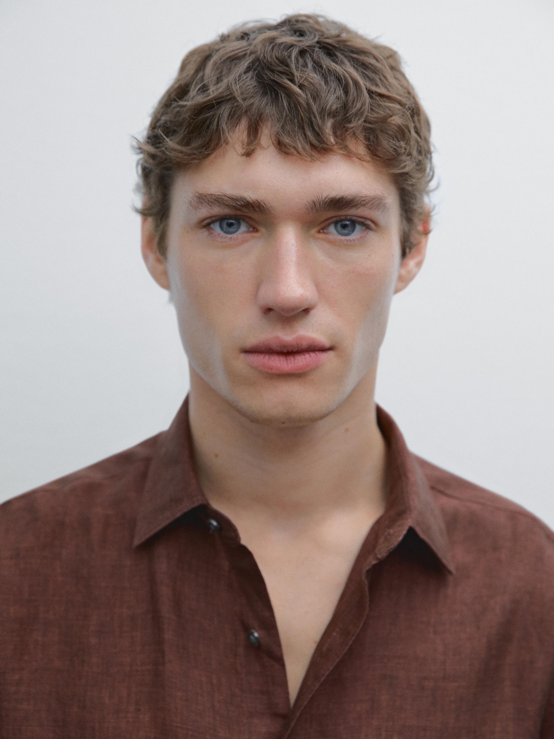 Slim fit faded 100% linen shirt