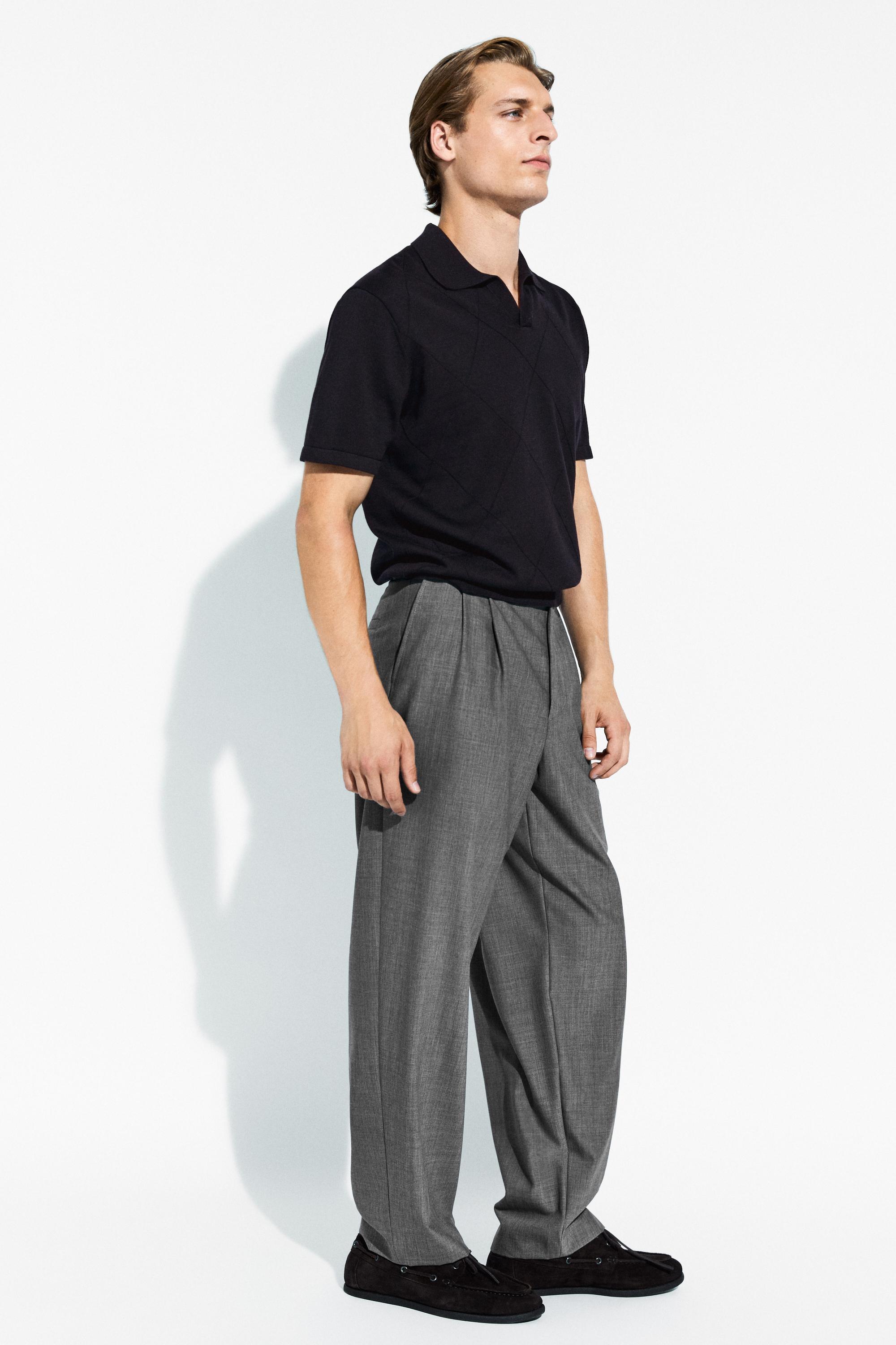 Relaxed fit cool wool darted pants — GREY