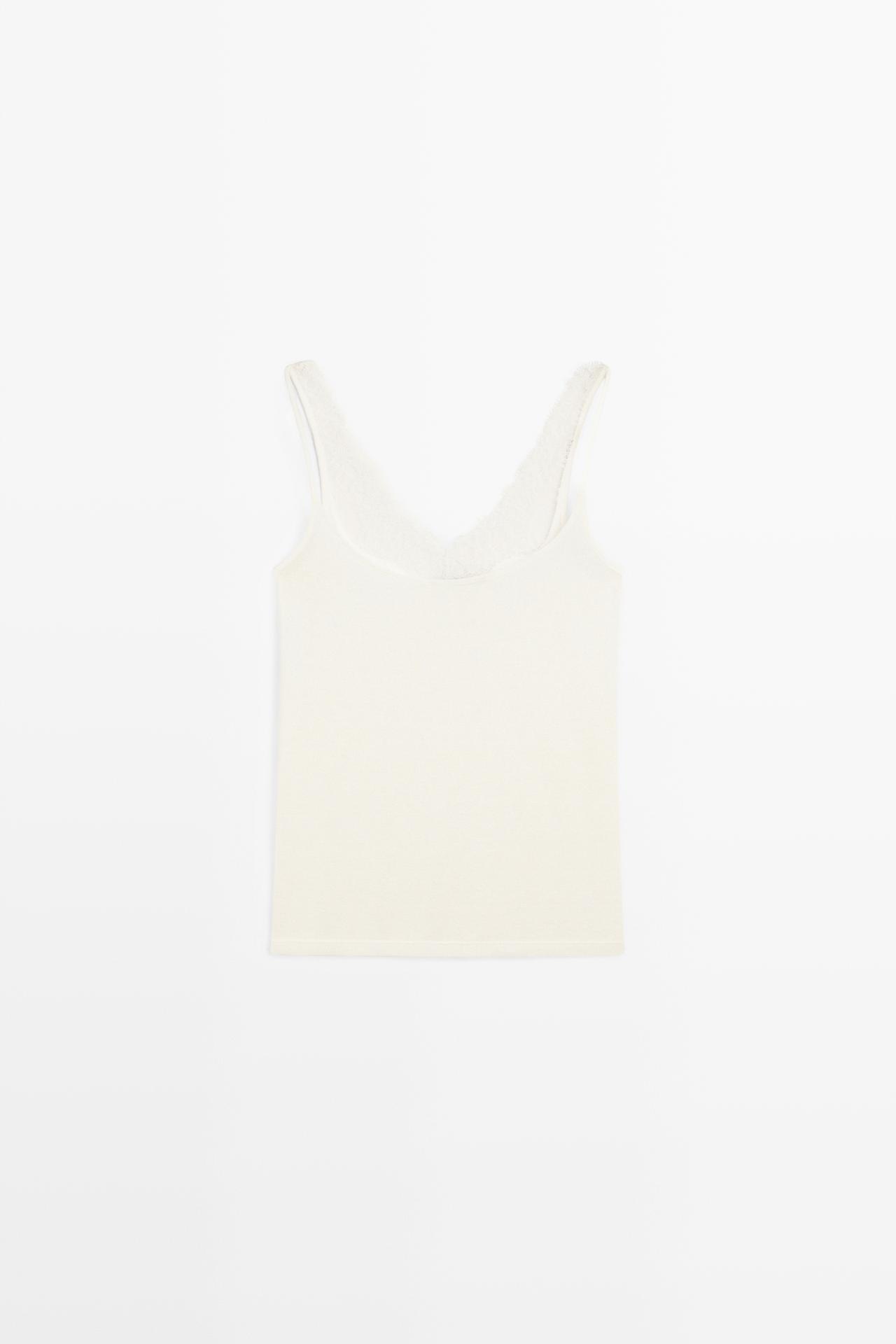 Strappy lace-trimmed camisole top — CREAM