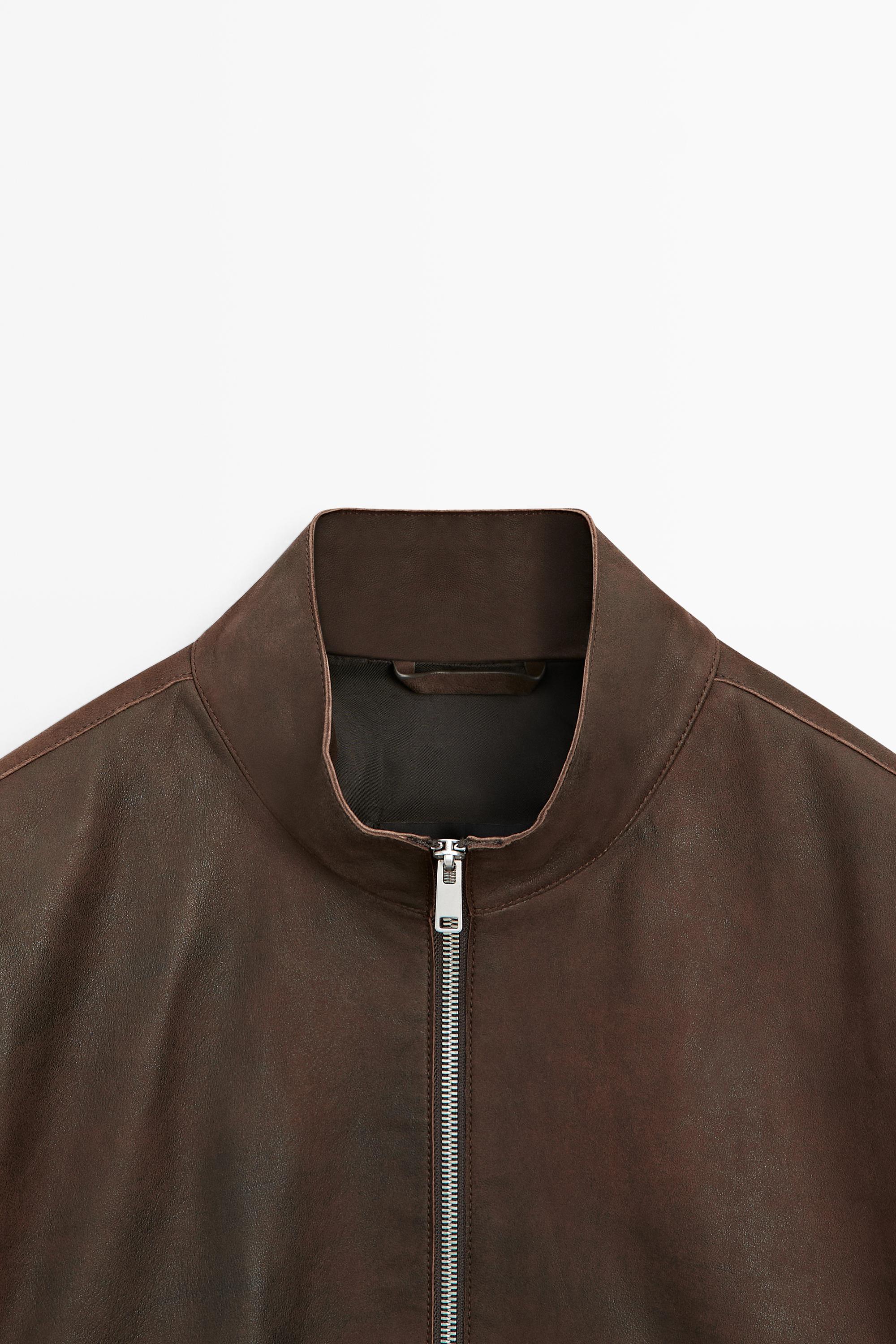 Napped suede leather jacket — BROWN