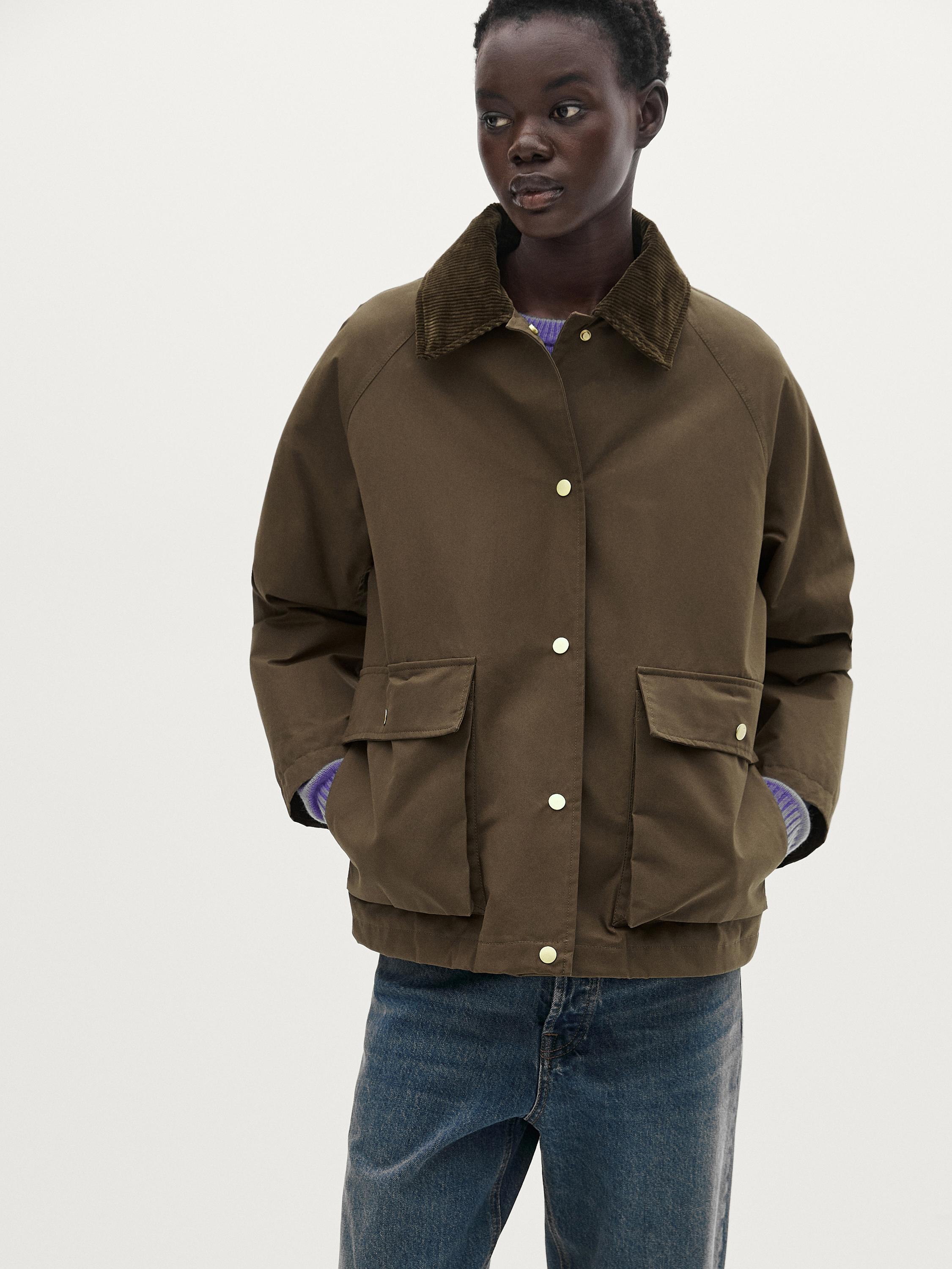 100% cotton waxed parka with snap buttons