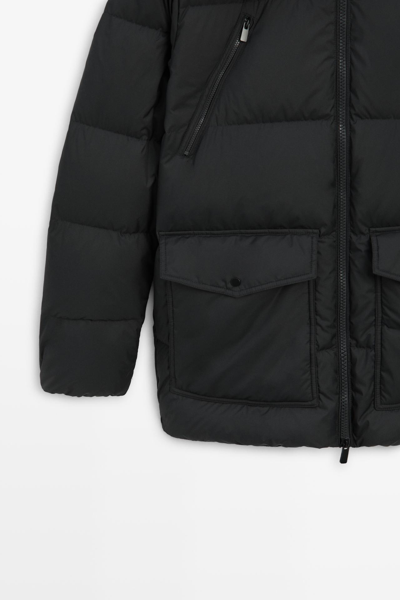 Down jacket with pocket detail — CHARCOAL