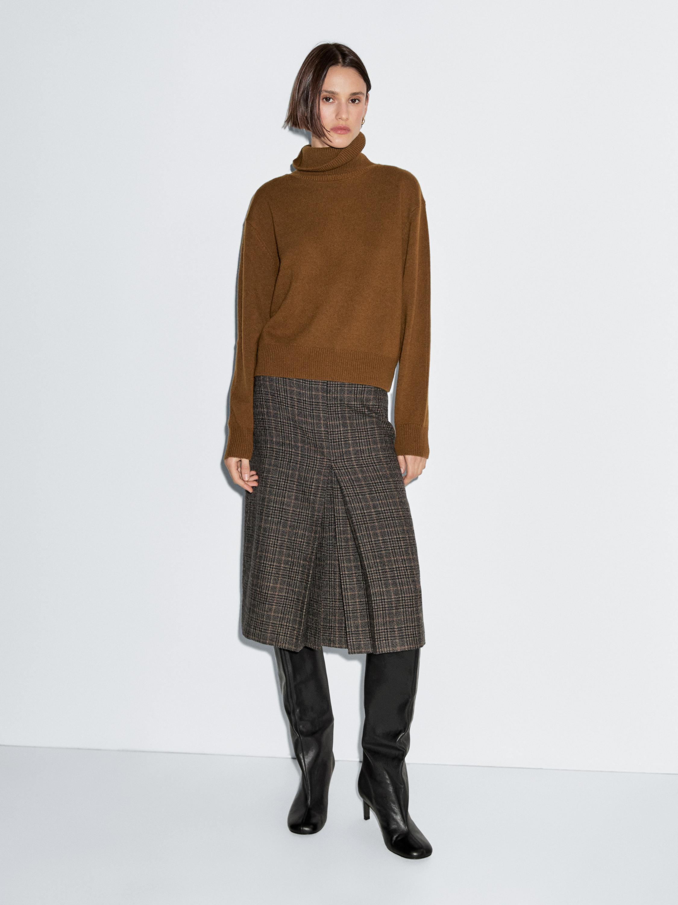 Falda midi cuadros 100% lana