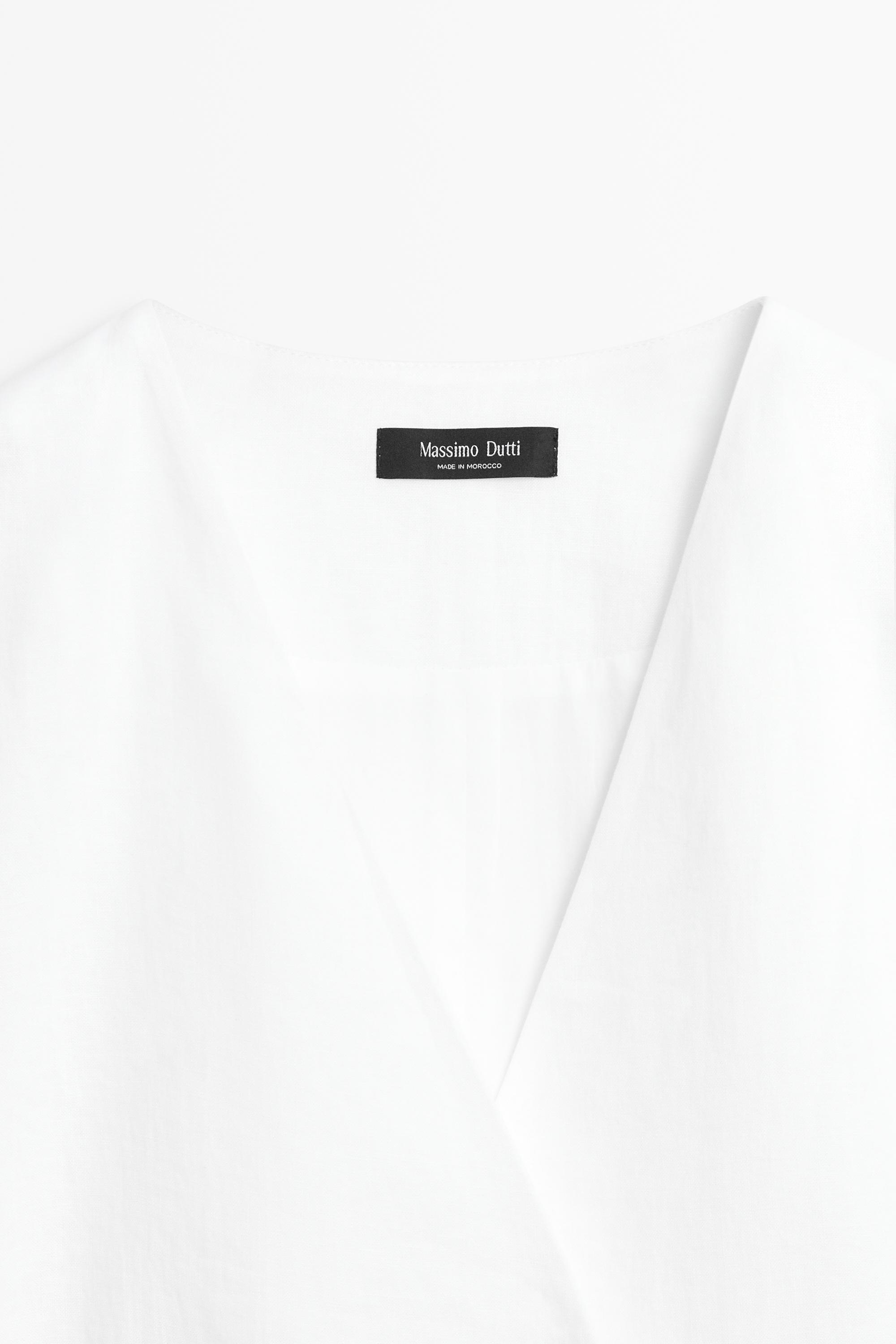 100% linen surplice waistcoat with tie detail — Off white